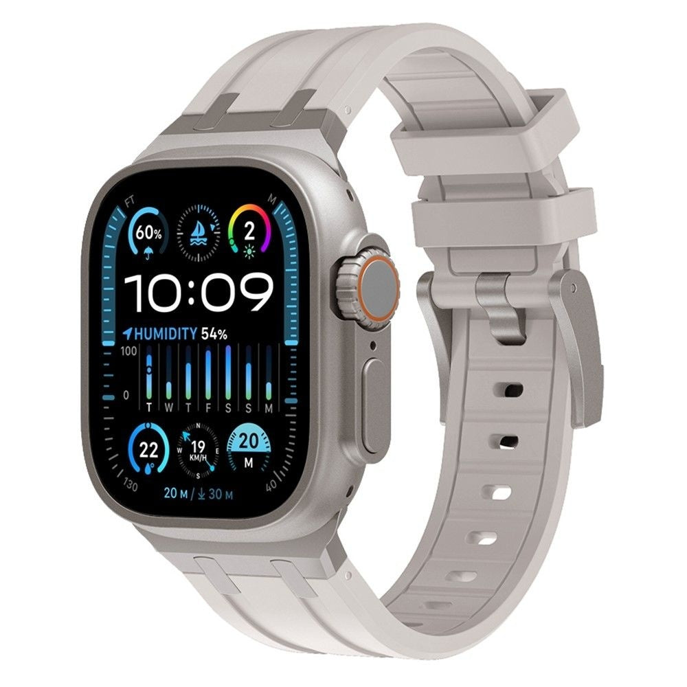 Apple Watch luxe liquid silicone band (sterrenlicht met titanium)