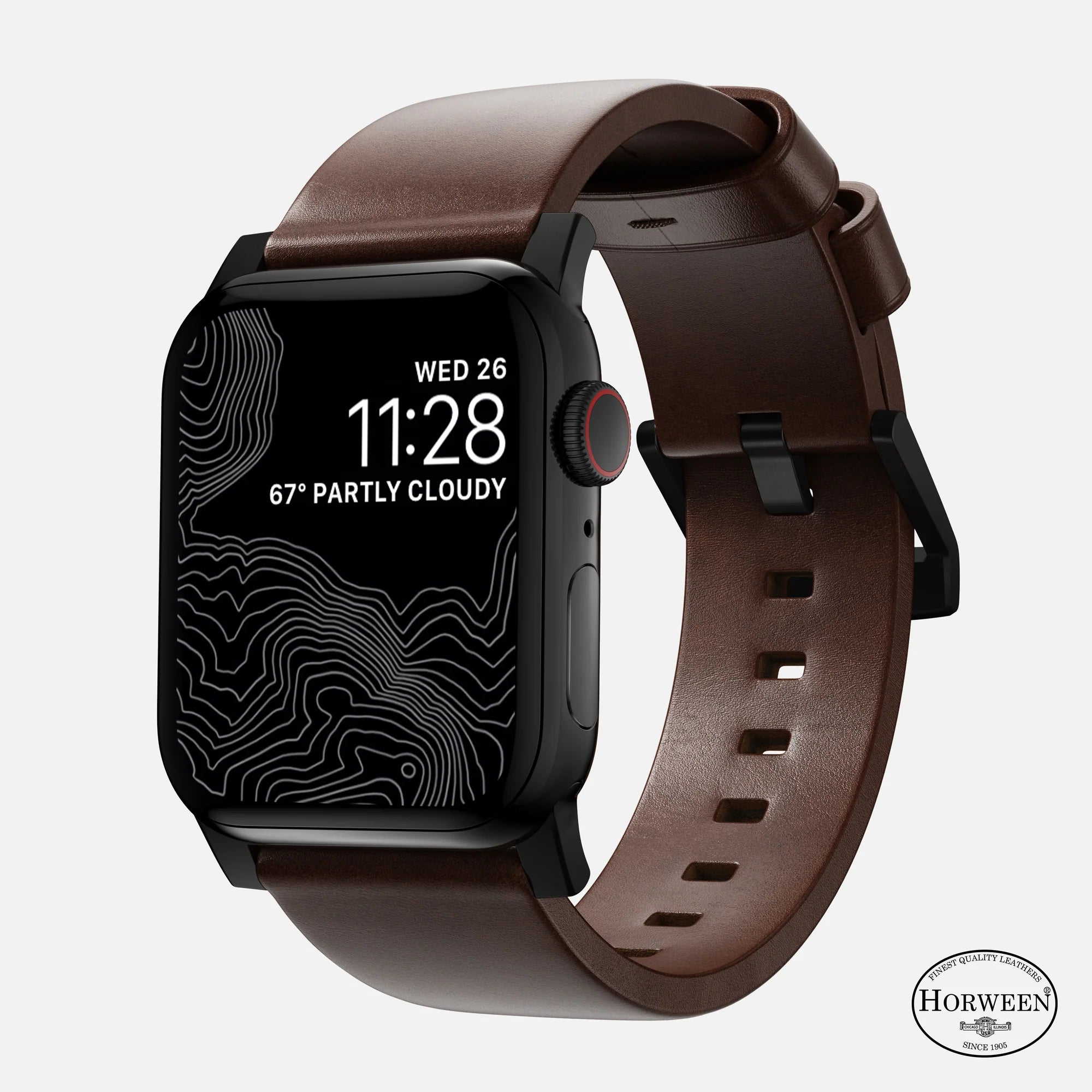 Nomad Modern Apple Watch leren bandje (bruin/zwart)
