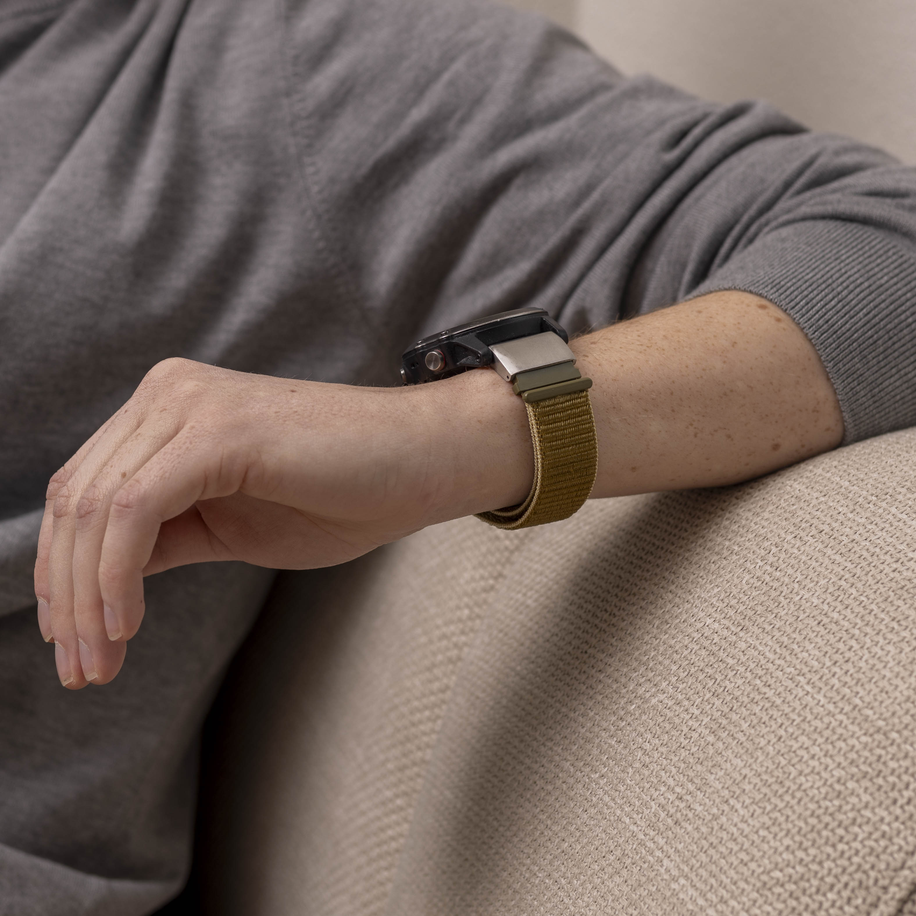 Garmin Fenix 5x / 6x nylon band (olijfgroen)