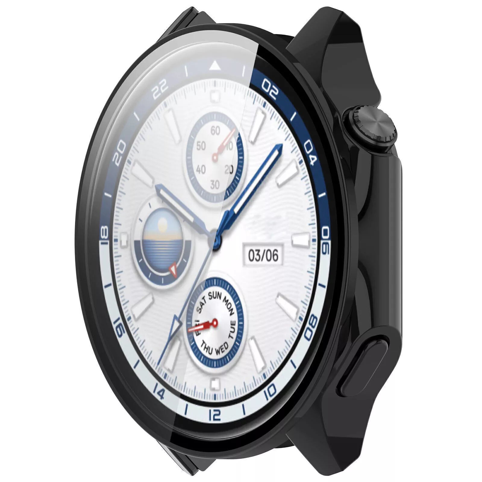 OnePlus Watch 2 PC case met glas (zwart)