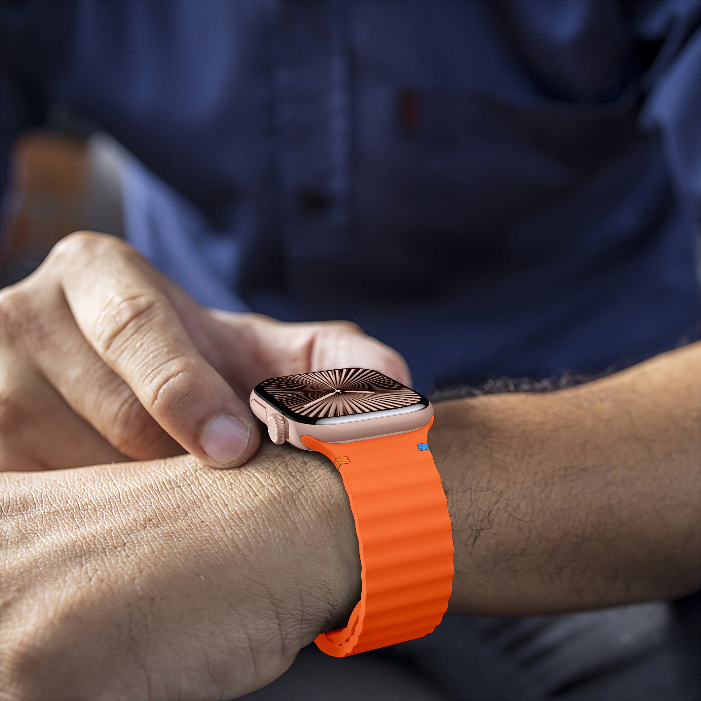 Apple Watch Wave siliconen bandje (oranje)