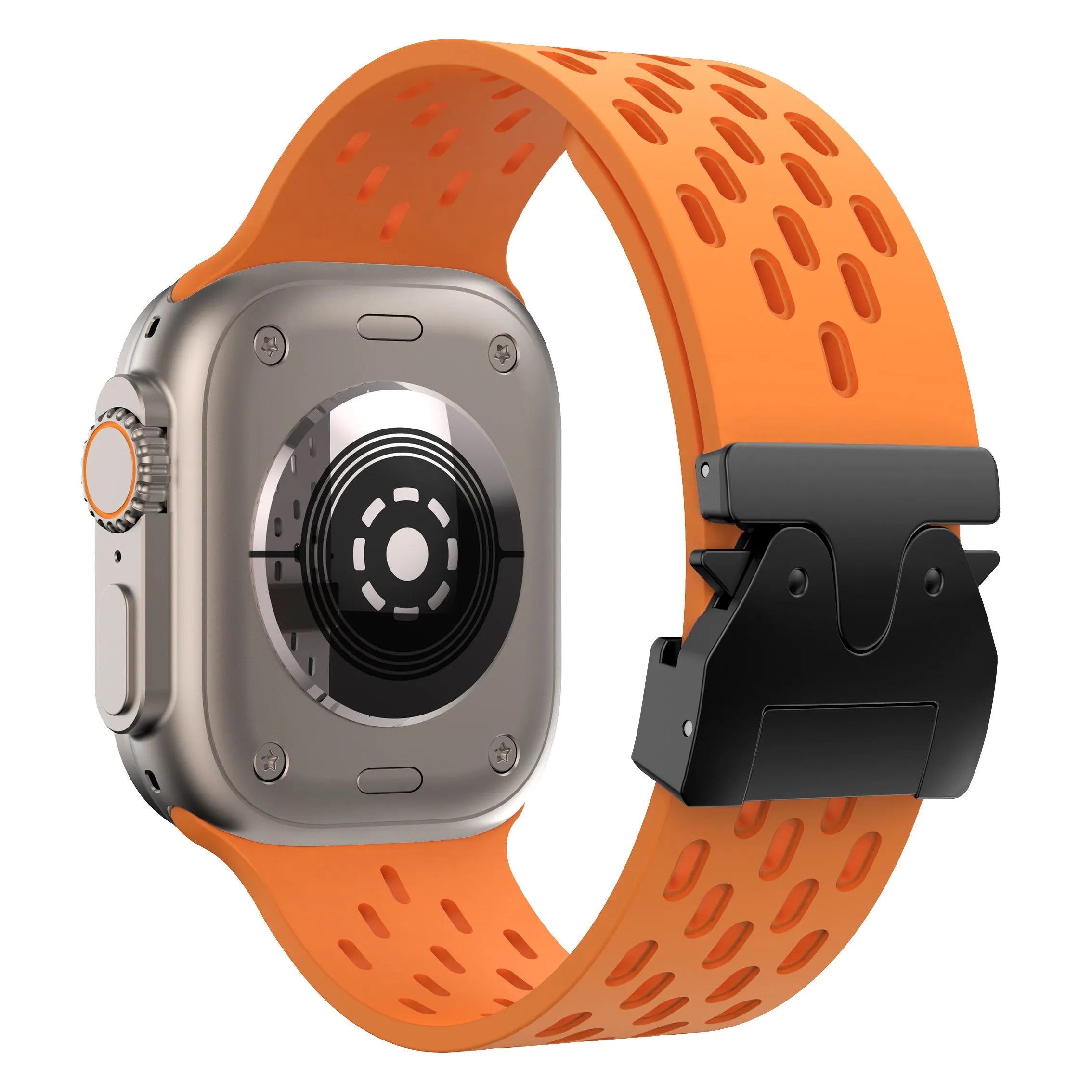 Apple Watch siliconen air bandje met P-Buckle (oranje)