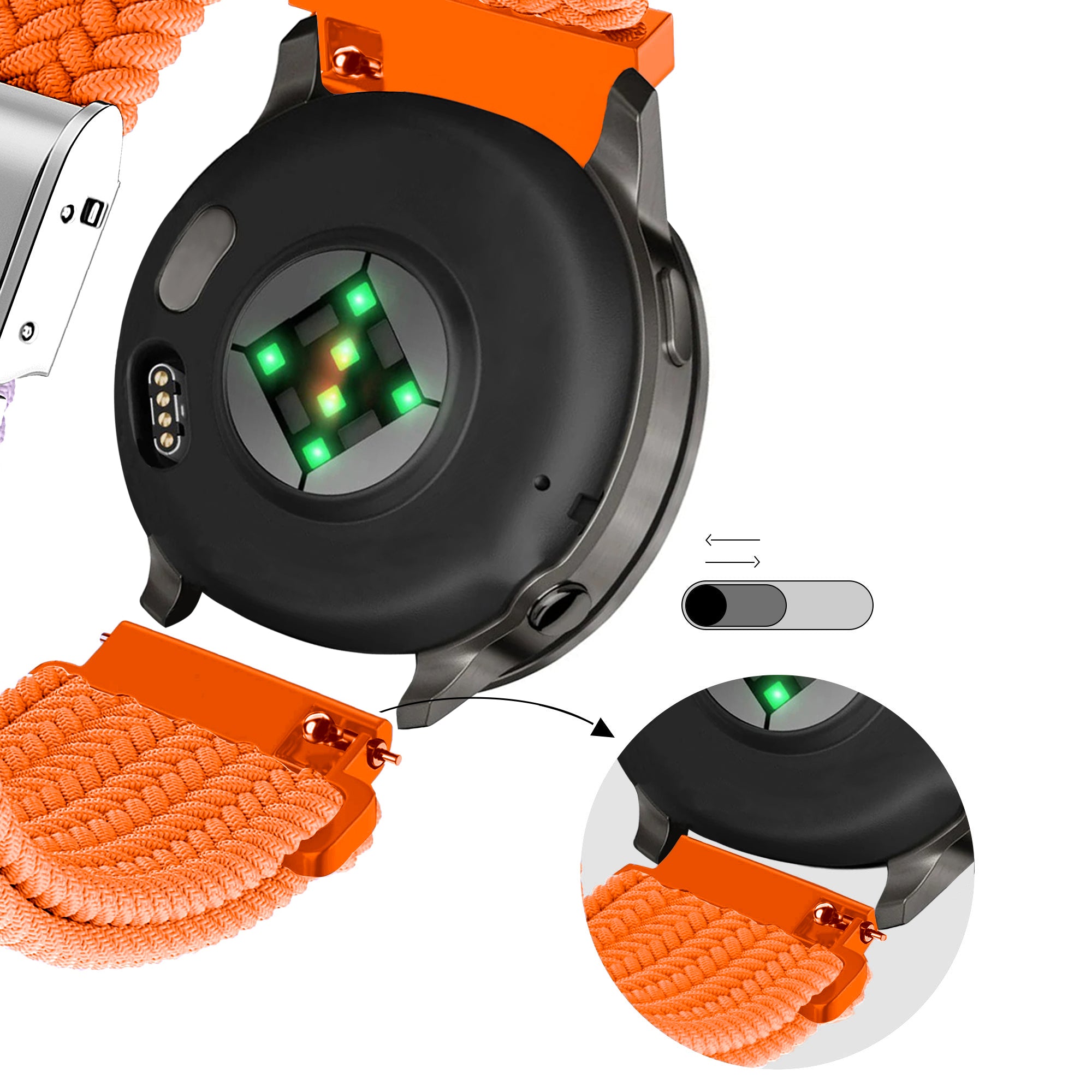 Bandz Garmin Vivoactive 4 gevlochten nylon band (oranje)