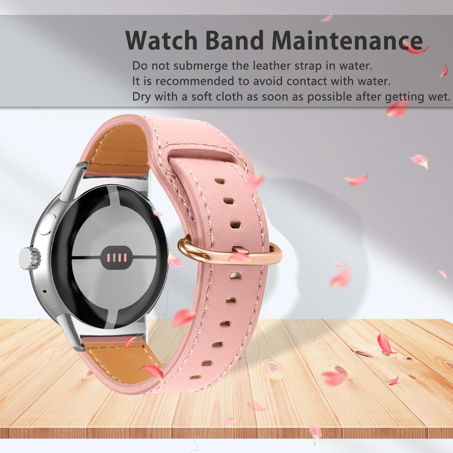 Google Pixel Watch 3 - 41mm leren gesp band (roze)