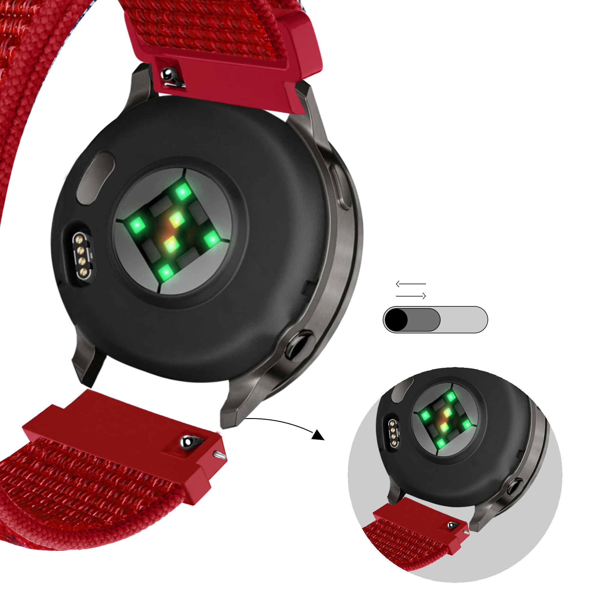 Bandz Garmin Approach S42 nylon loop band (rood)