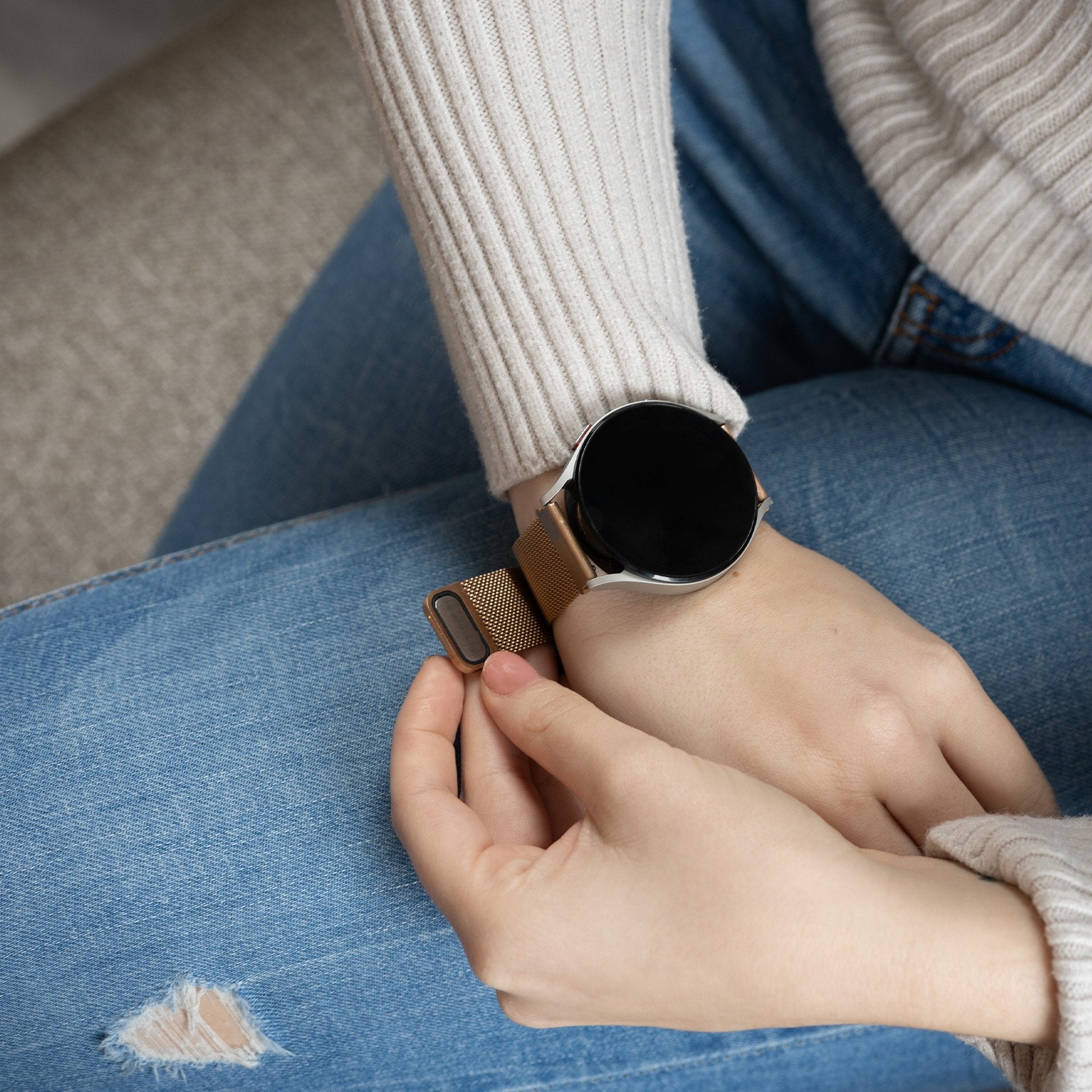 Samsung Galaxy Watch FE Milanese band (rosé goud)