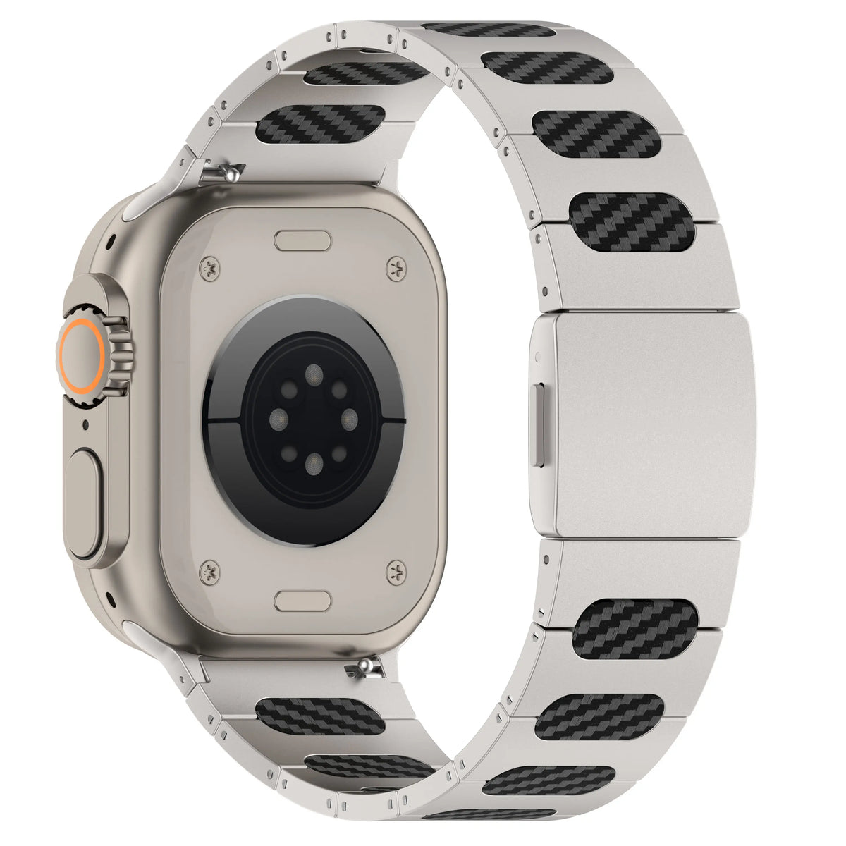 Apple Watch Ultra verfijnde stalen hybrid band (zilver/carbon)