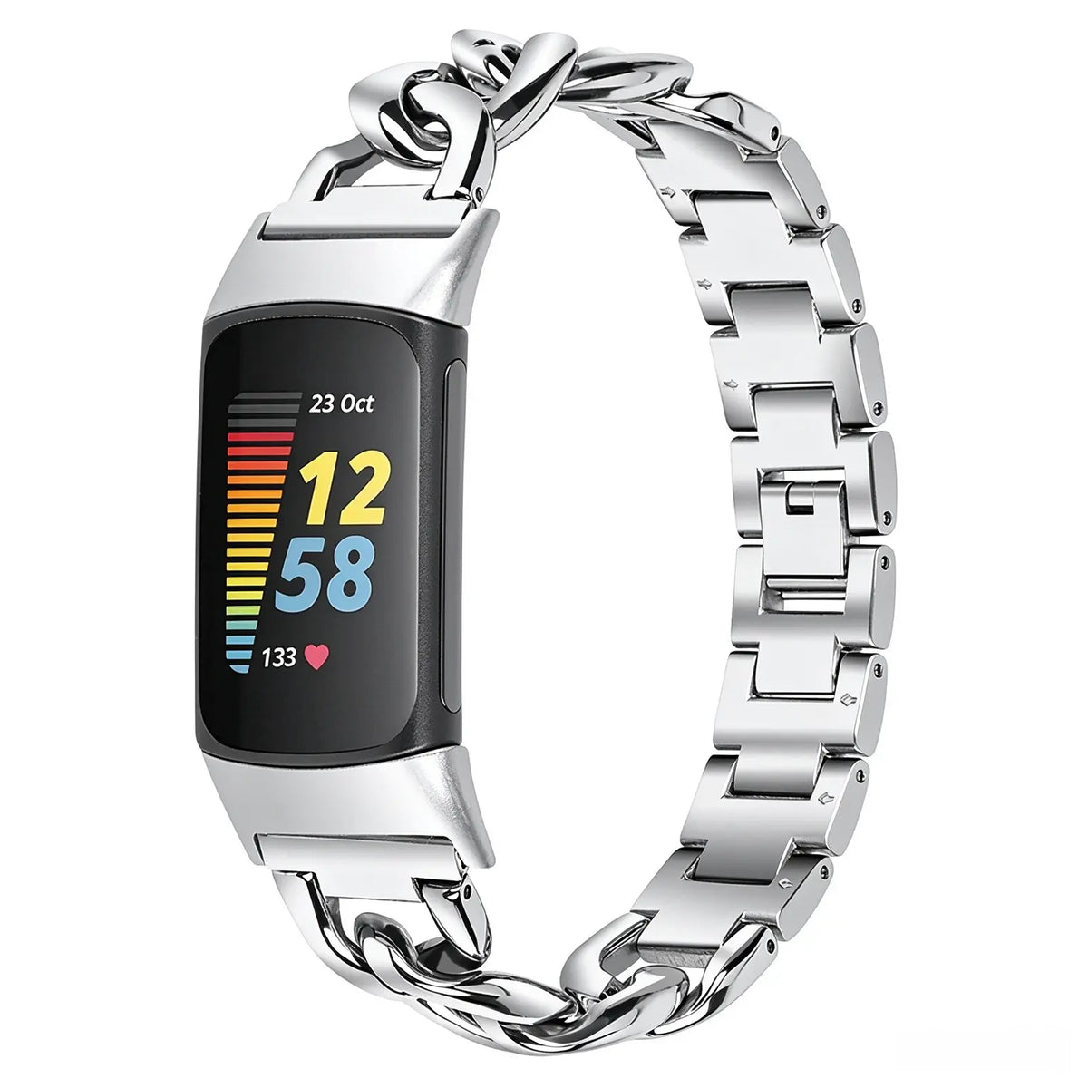 Fitbit Charge 6 steel chain band (zilver)