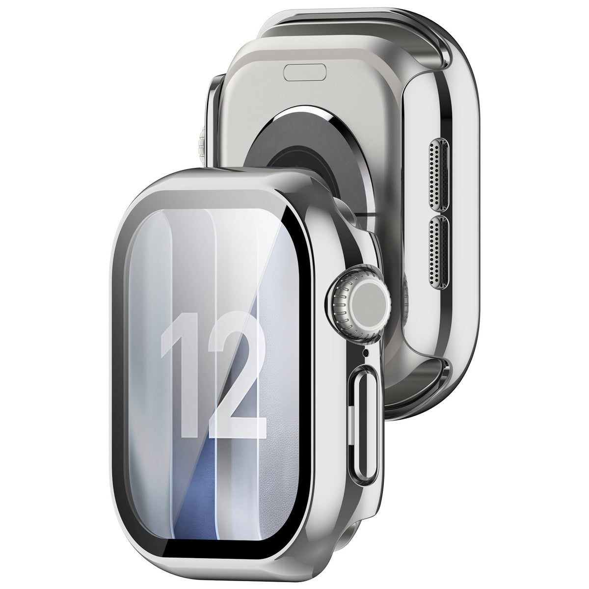 Apple Watch 12 - 42mm hard case met glas (zilver)