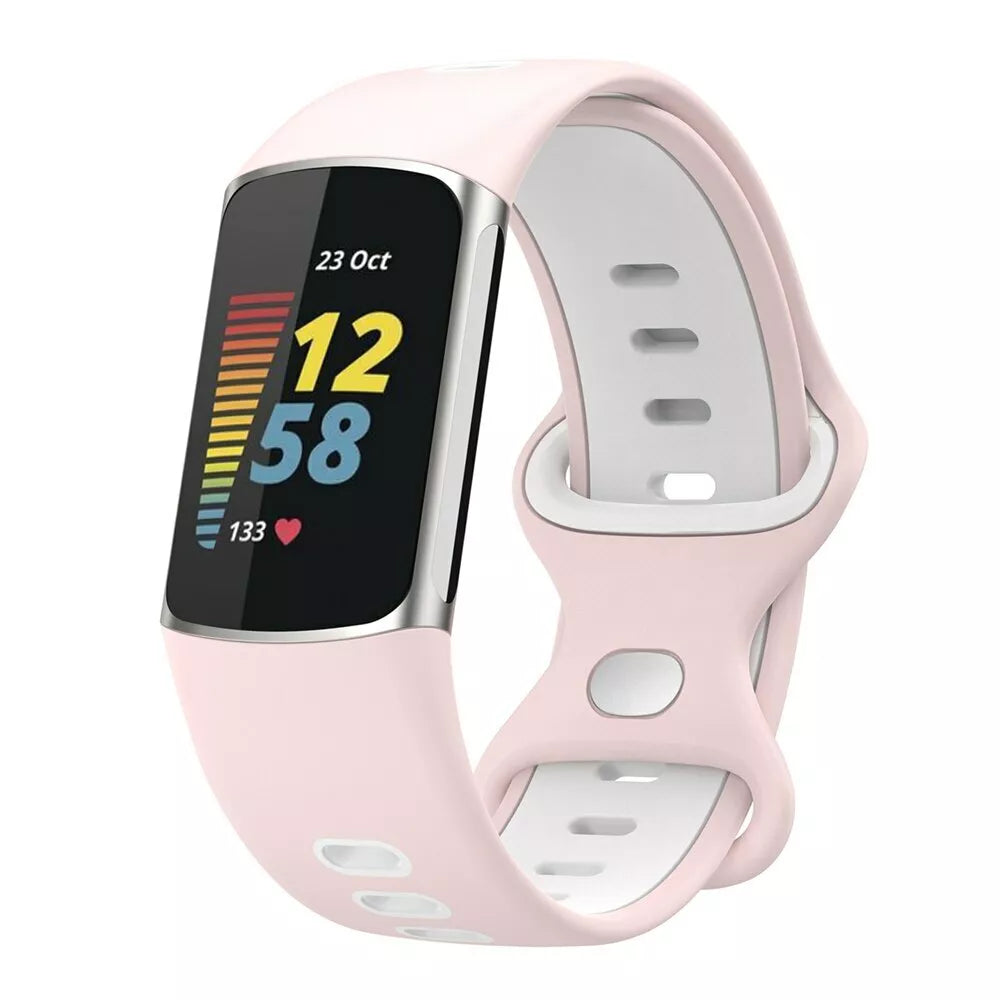 Fitbit Charge 5 sport band (roze/wit)