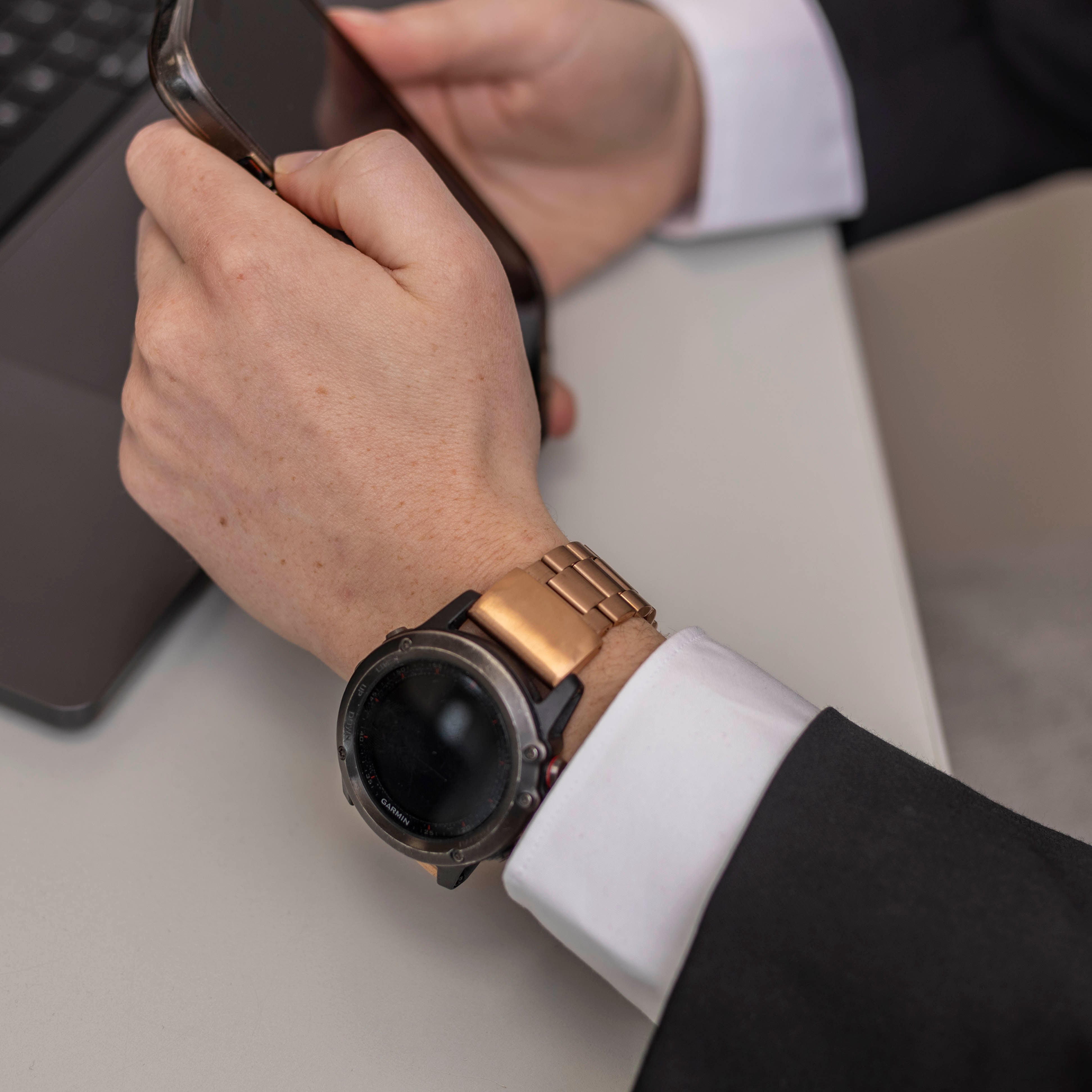 Garmin Fenix 5x / 6x stalen band (rosé goud)