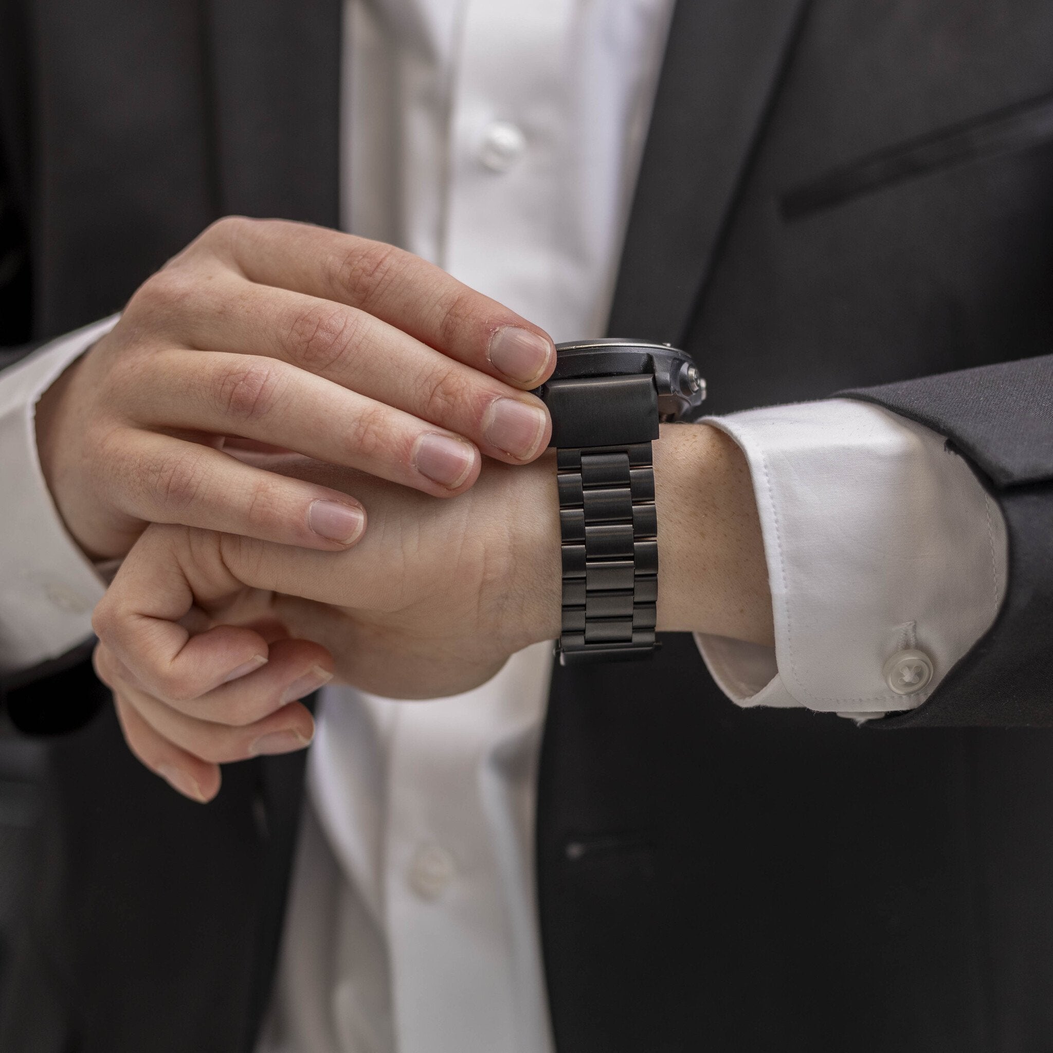 Bandz Garmin Descent MK3i - 51mm stalen band 'Classic' (zwart)