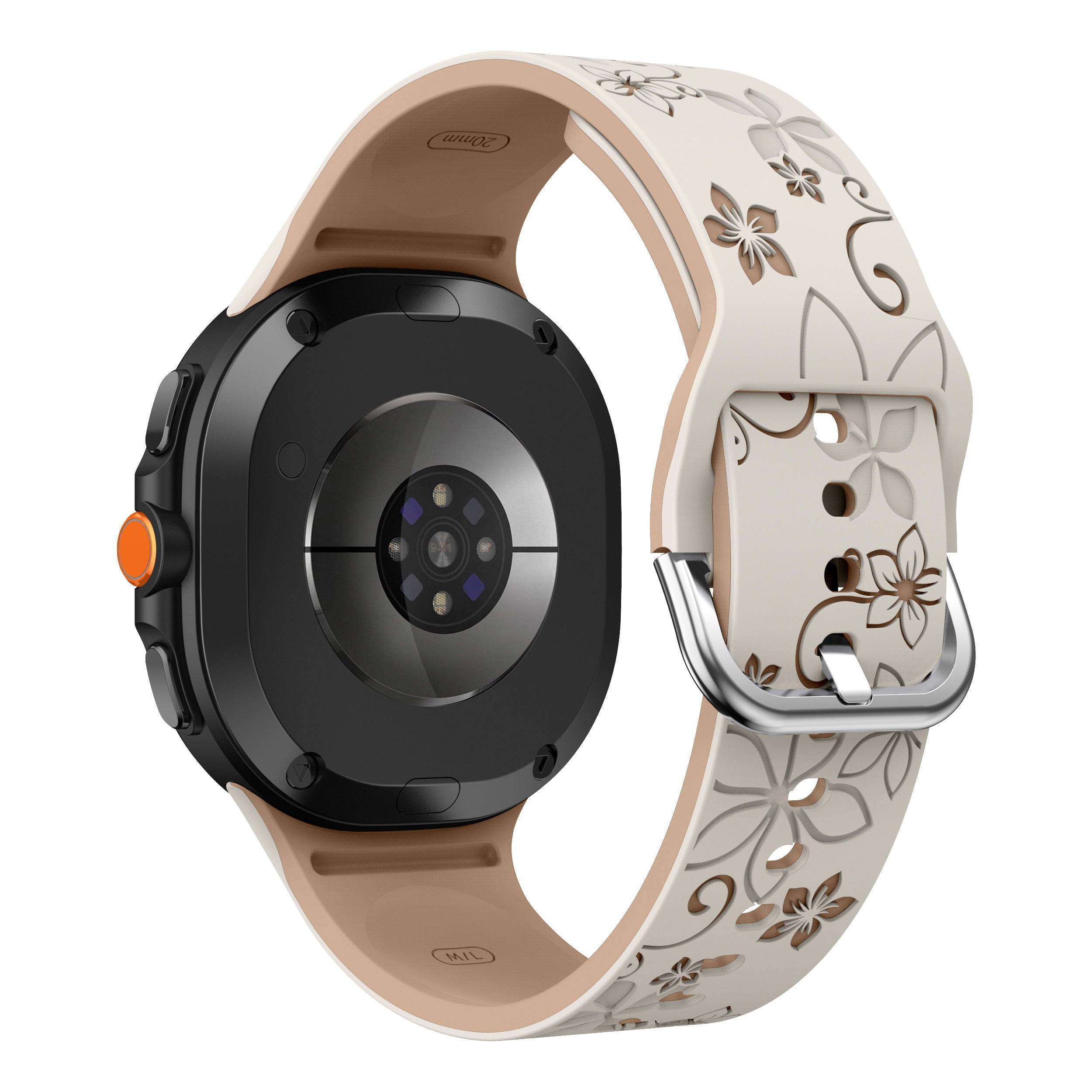 Samsung Galaxy Watch 8 Classic Flower Silicone Strap (Starlight/Beige)