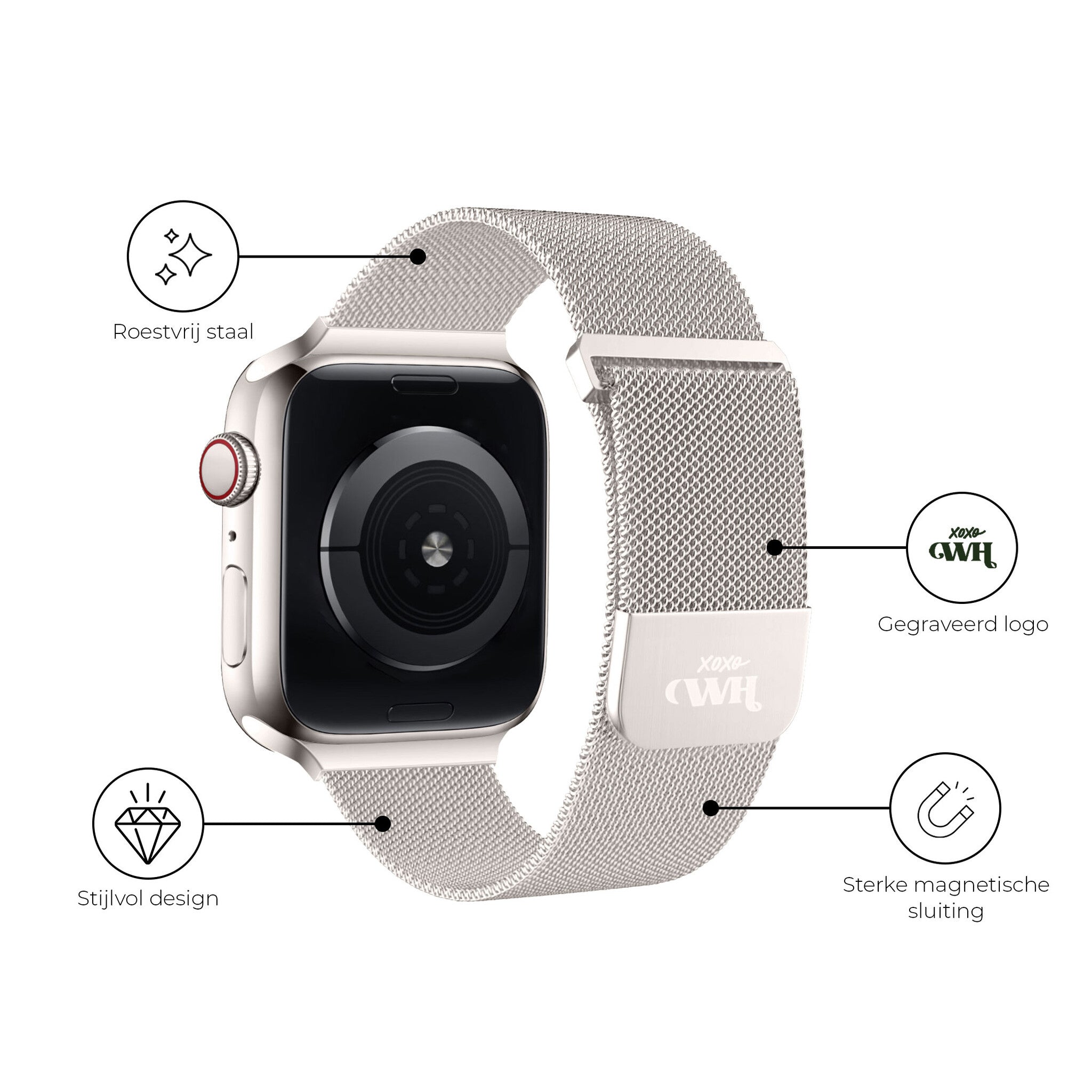 xoxo Wildhearts Apple Watch Milanese band (sterrenlicht)