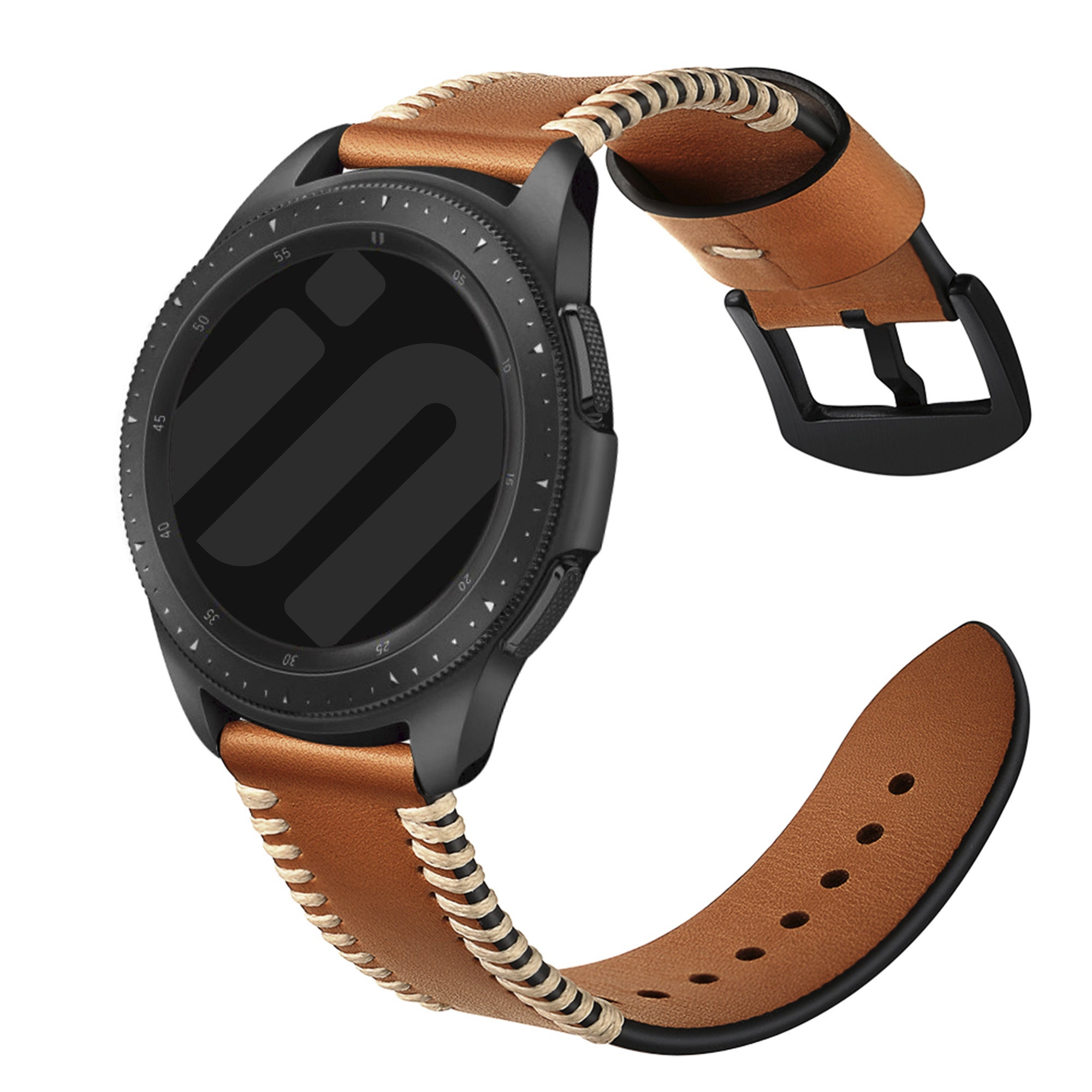 Fossil Gen 5e - 44mm Stitched leren band (bruin)