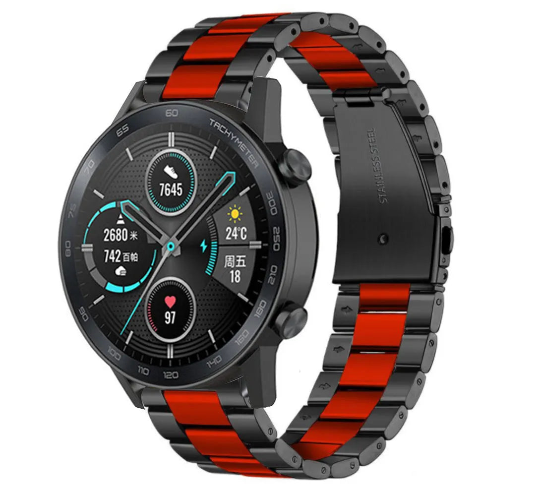 Honor Magic Watch 2 stalen band (zwart/rood)