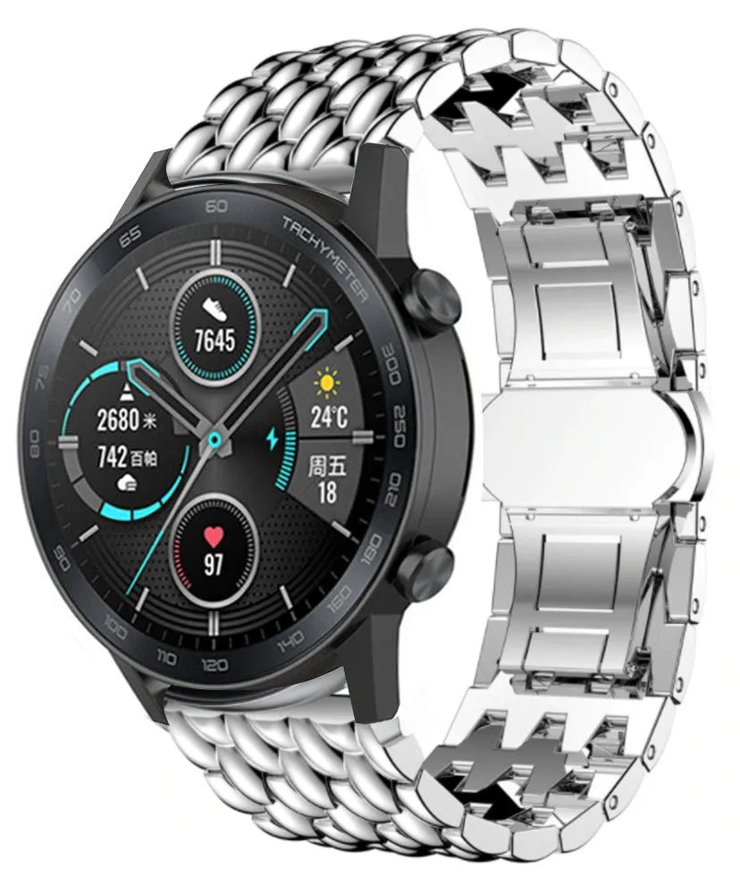 Honor Magic Watch 2 stalen draak band (zilver)