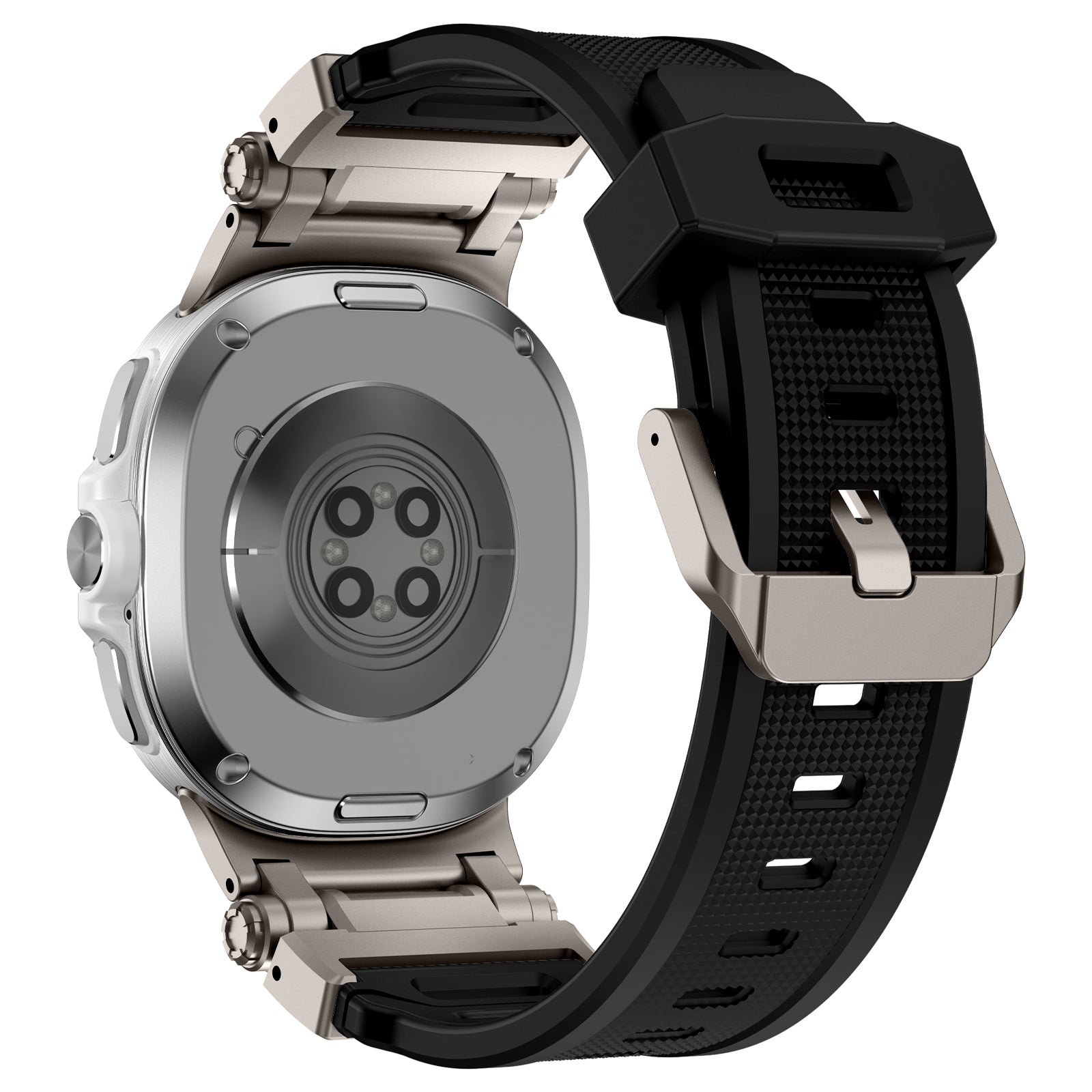 Samsung Galaxy Watch 8 - 44mm 'Explorer' silicone band (zwart met titanium)