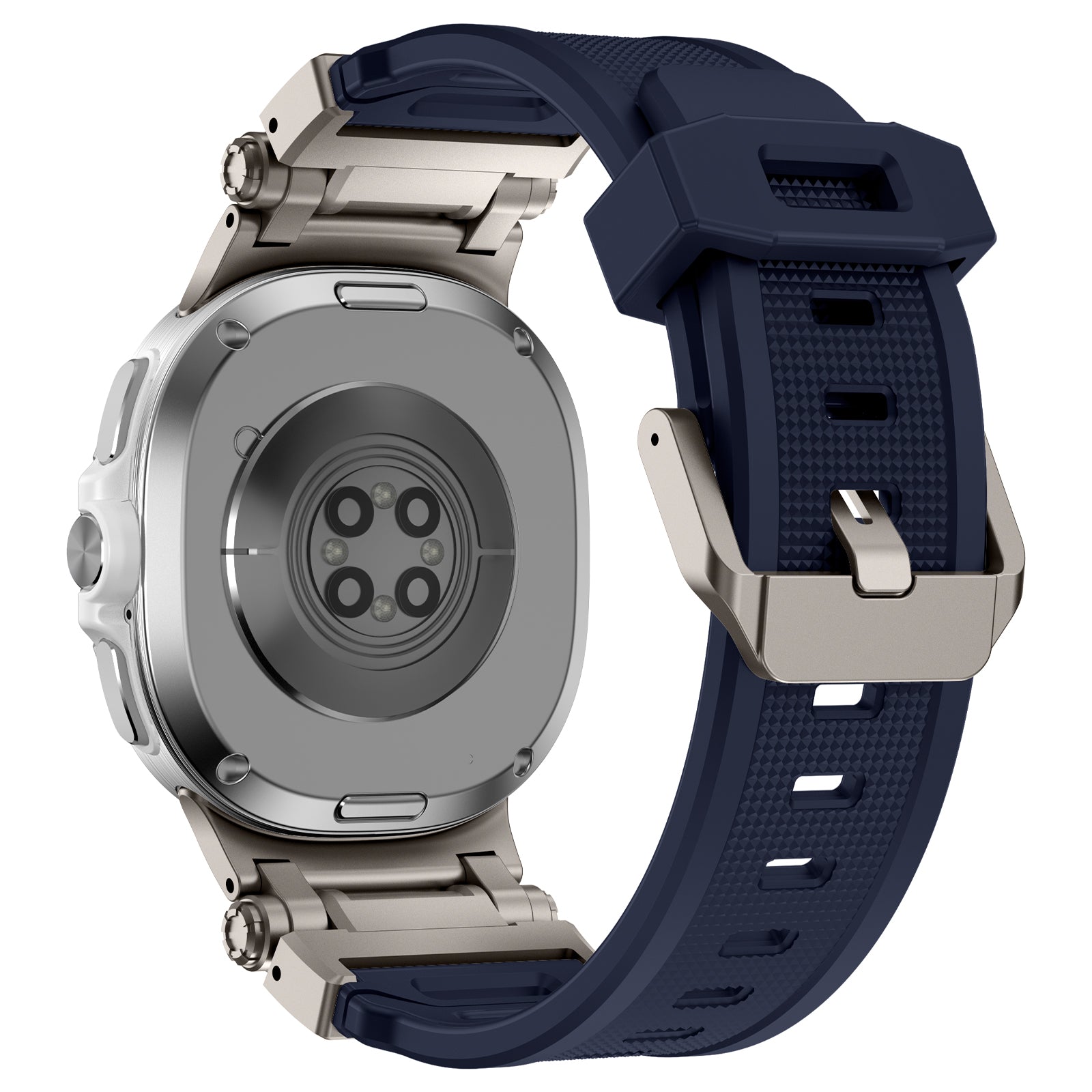 Samsung Galaxy Watch 8 - 44mm 'Explorer' silicone band (blauw met titanium)