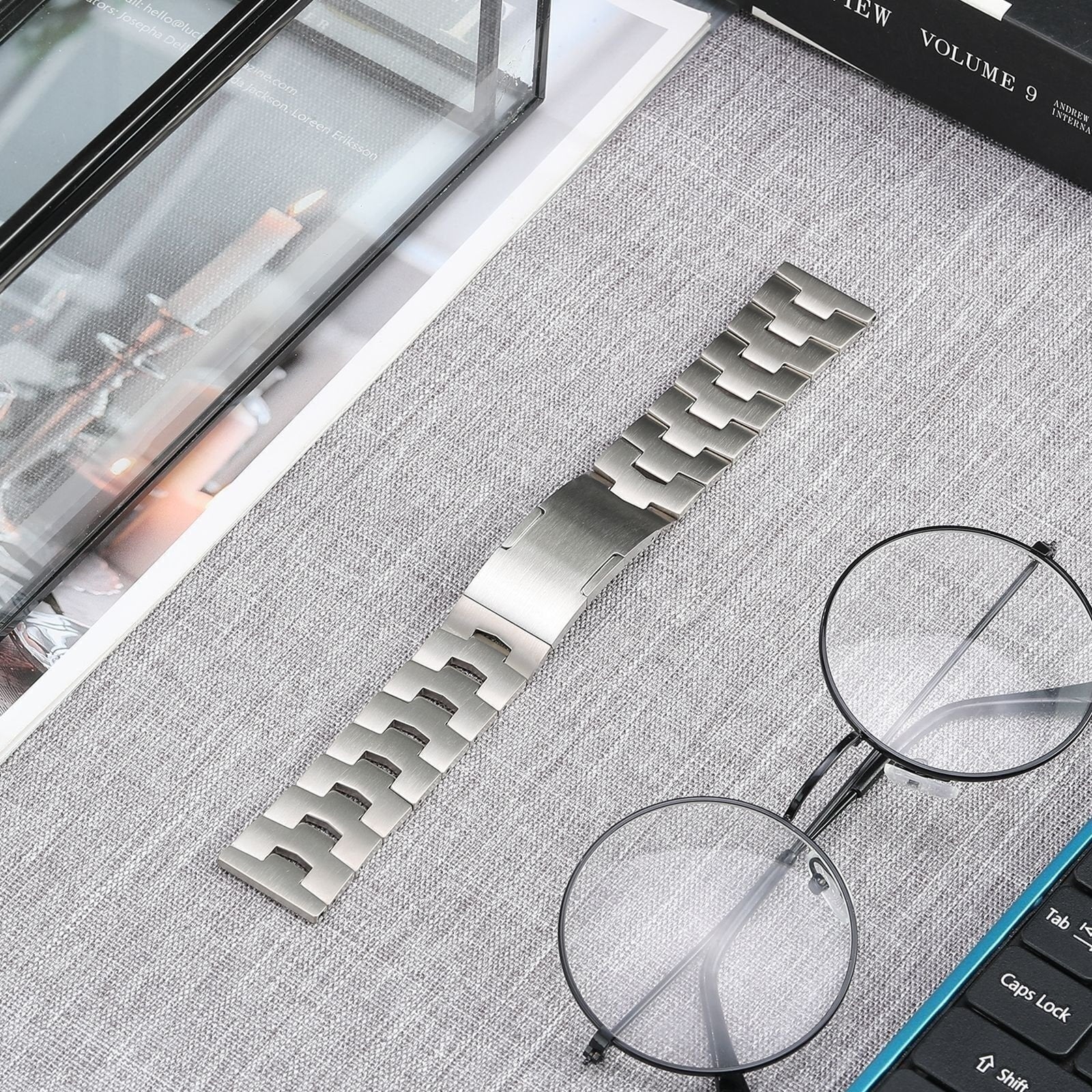 Suunto Vertical titanium grain band (platte sluiting) (zilver)