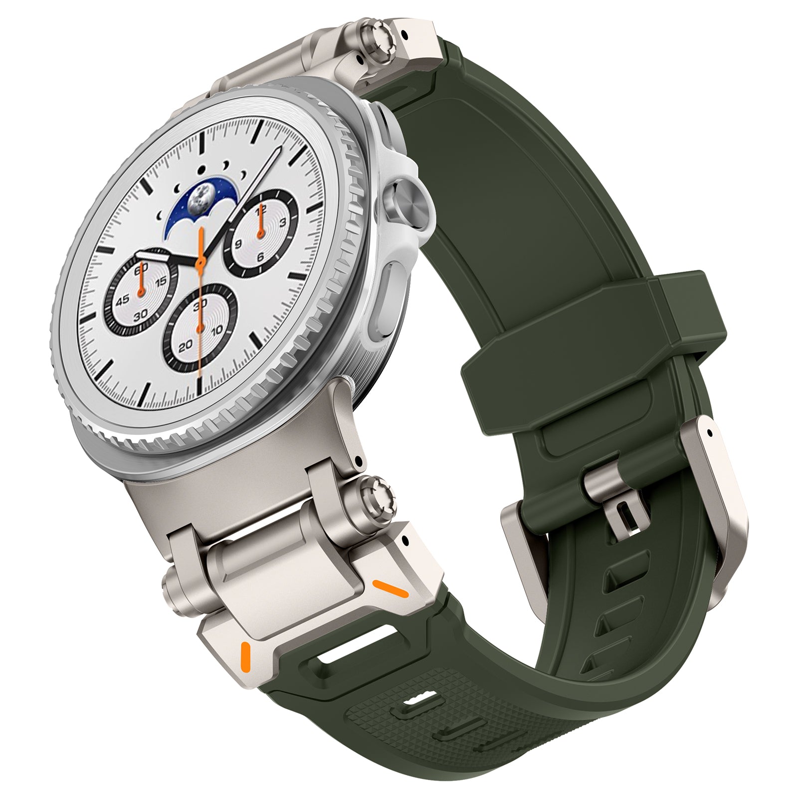 Samsung Galaxy Watch 8 - 44mm 'Explorer' Silicone Strap (Green with Titanium)