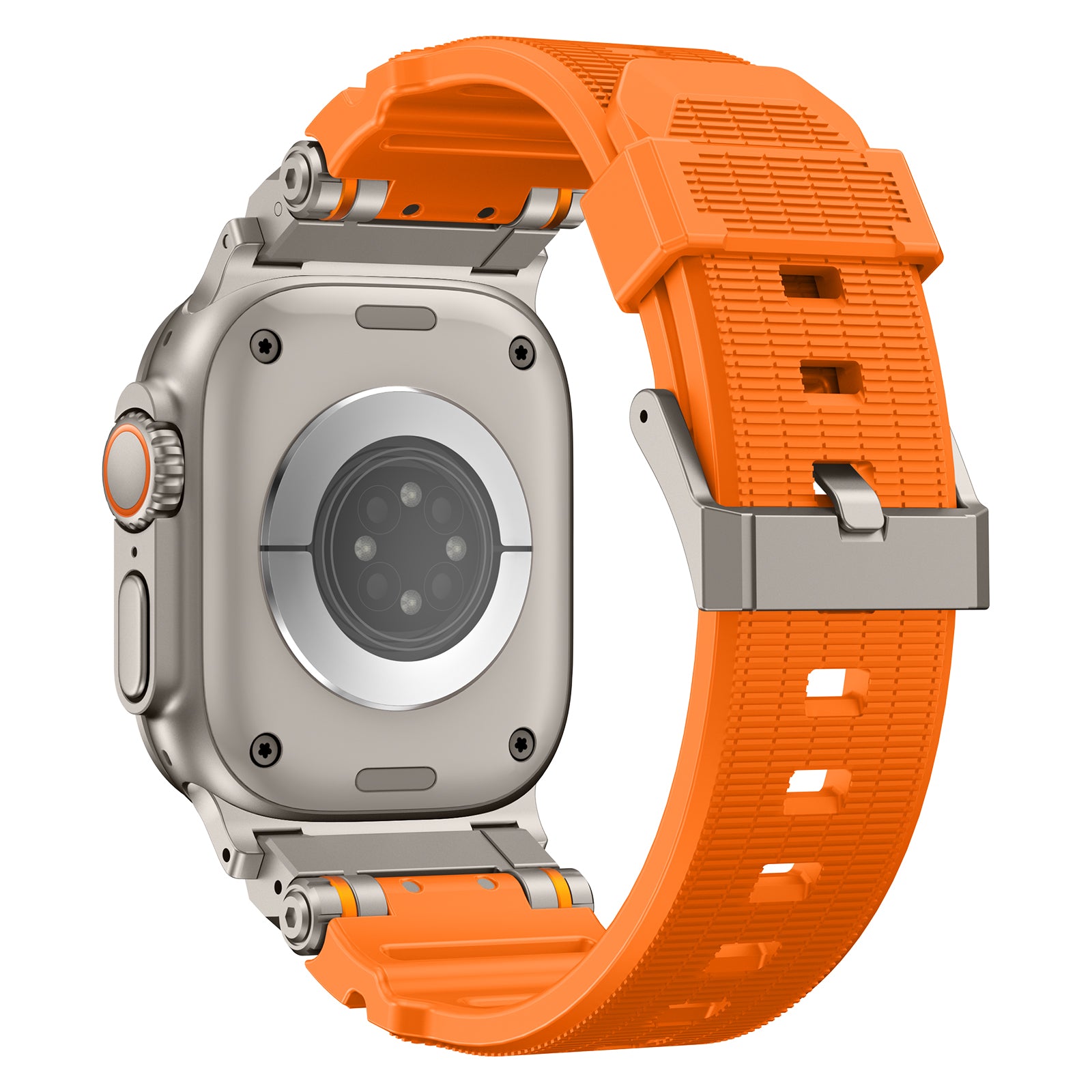 Apple Watch 'Adventurer' siliconen band (oranje met titanium)