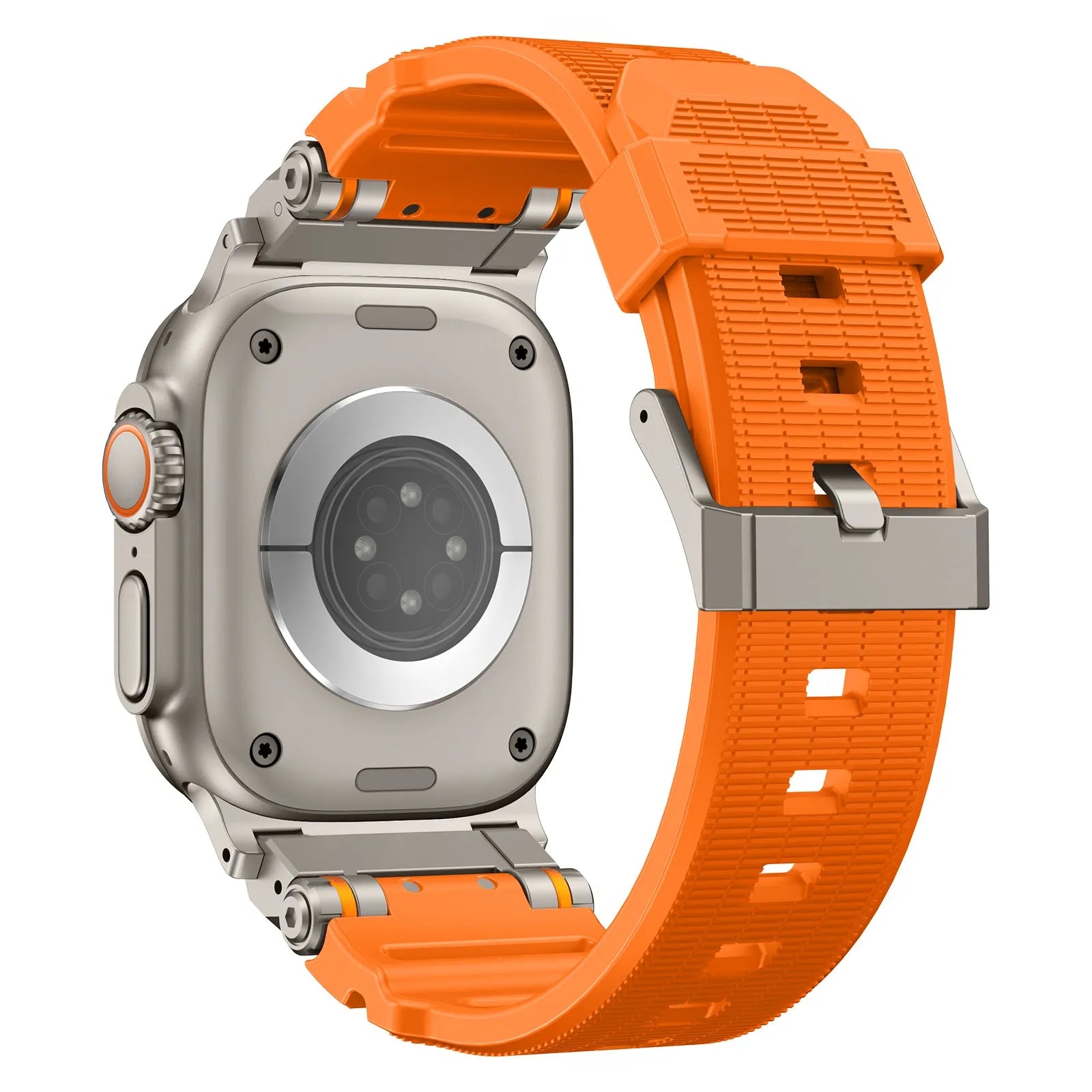 Apple Watch 'Adventurer' Silicone Strap (Orange with Titanium)