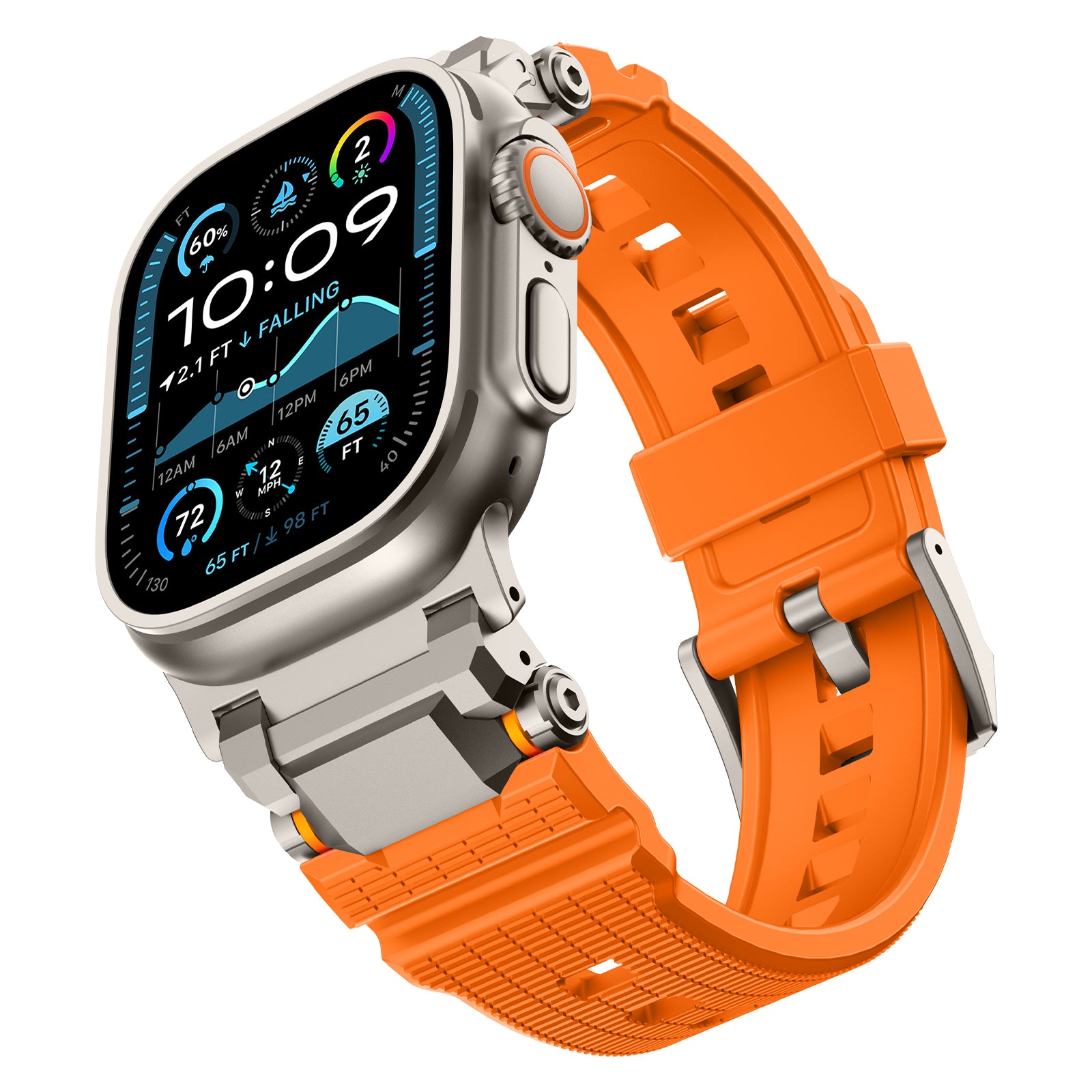 Apple Watch 'Adventurer' siliconen band (oranje met titanium)