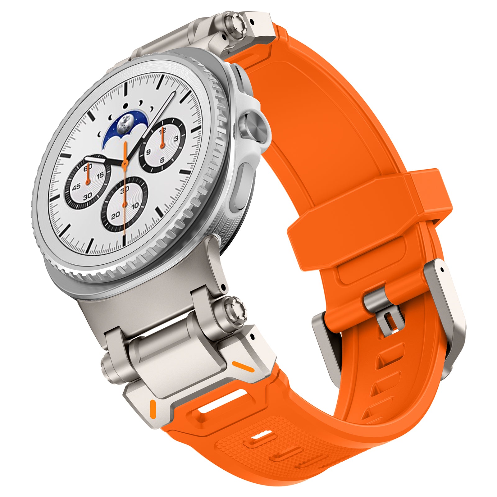 Samsung Galaxy Watch 8 Classic 'Explorer' silicone band (oranje met titanium)