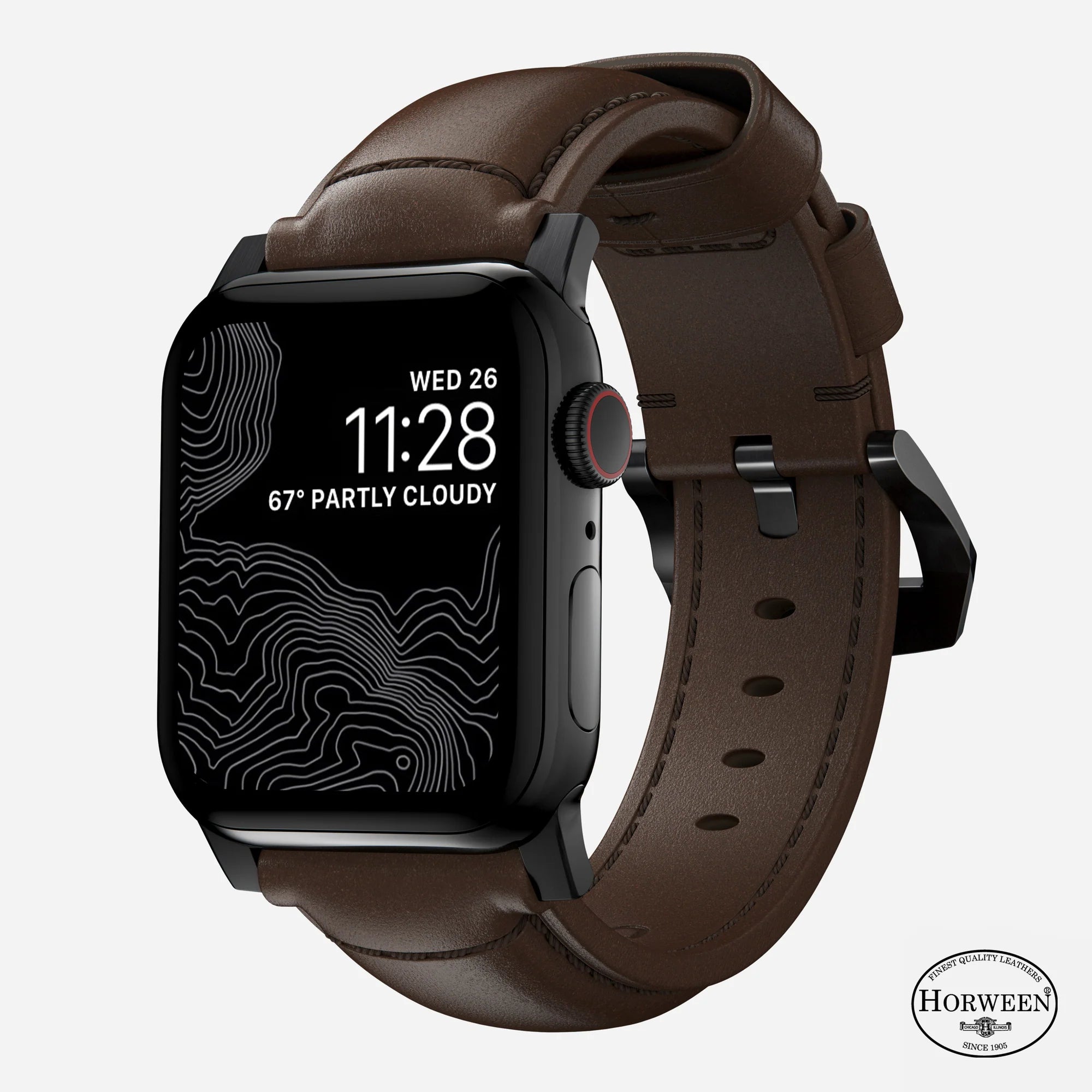 Nomad Traditional Apple Watch leren bandje (bruin/zwart)