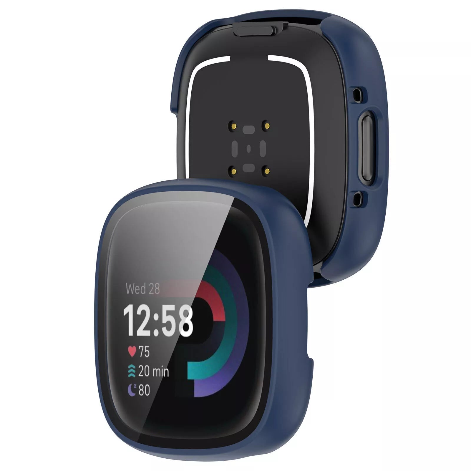 Fitbit Versa 4 / Sense 2 hard case met glas (blauw)