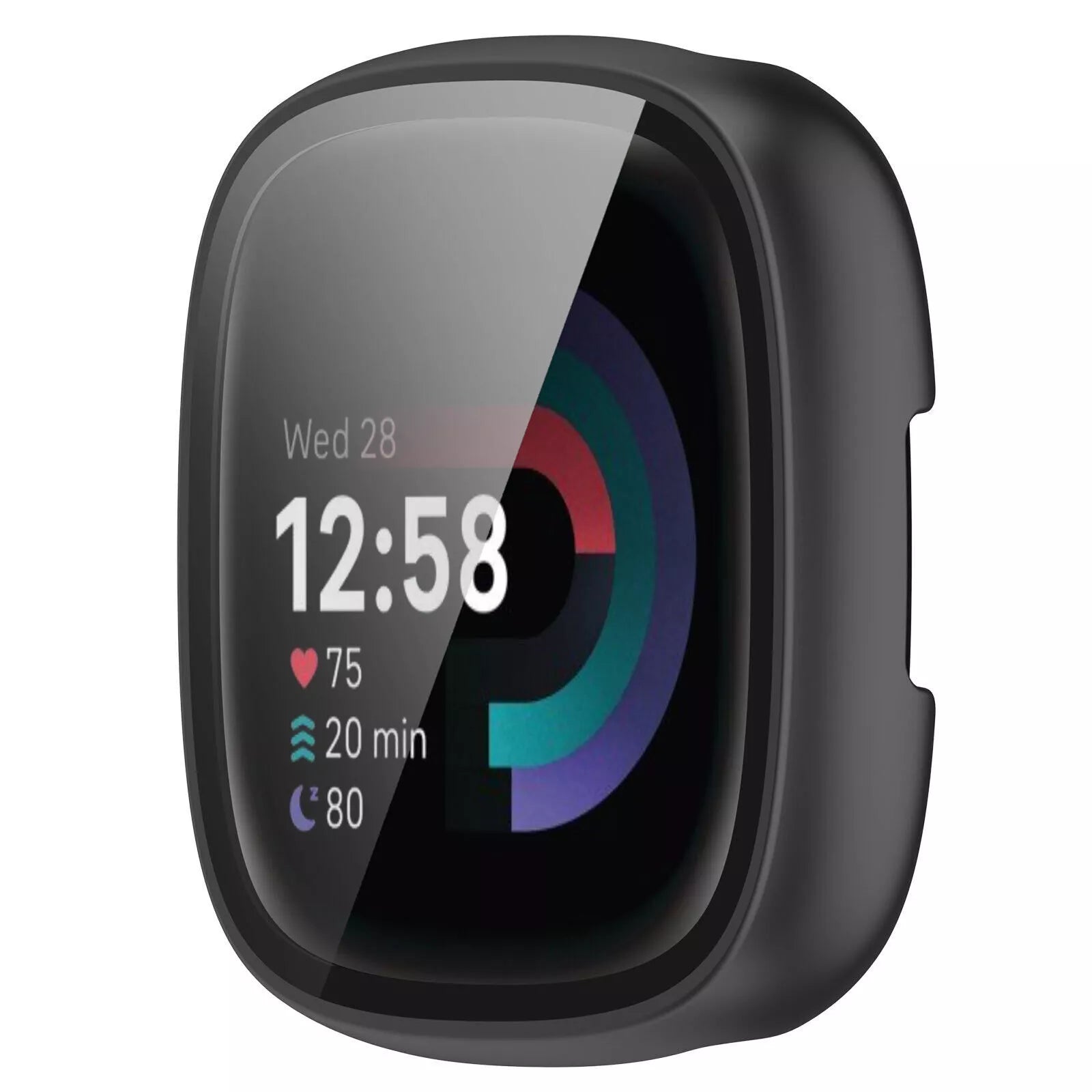 Fitbit Versa 4 / Sense 2 hard case met glas (zwart)