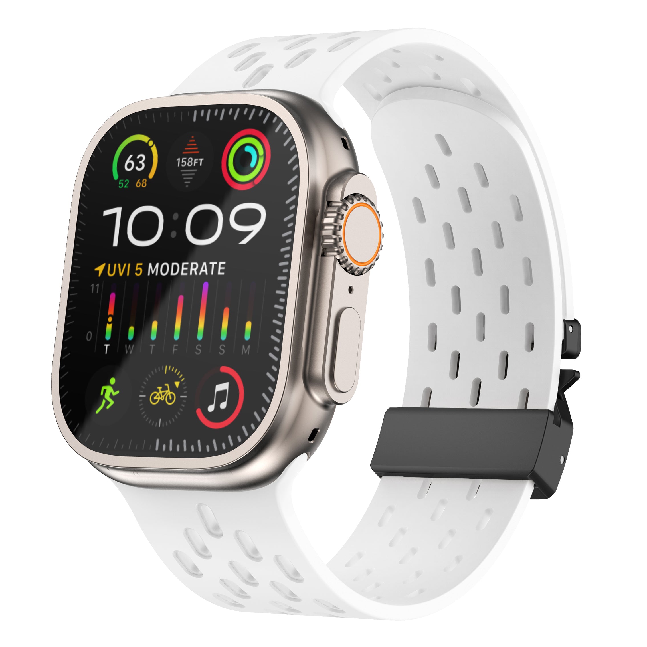 Apple Watch siliconen air bandje met P-Buckle (wit)