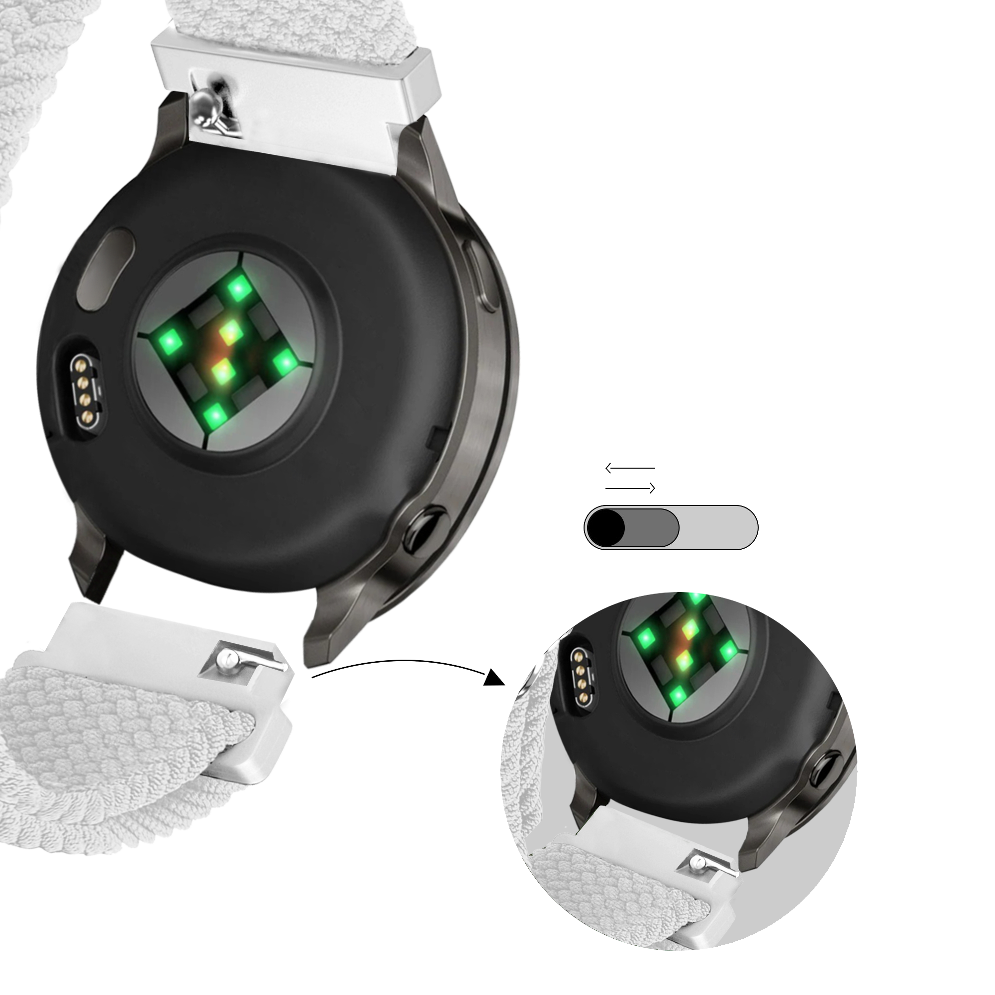 Bandz Garmin Forerunner 265s Adjustable Braided Strap (White)