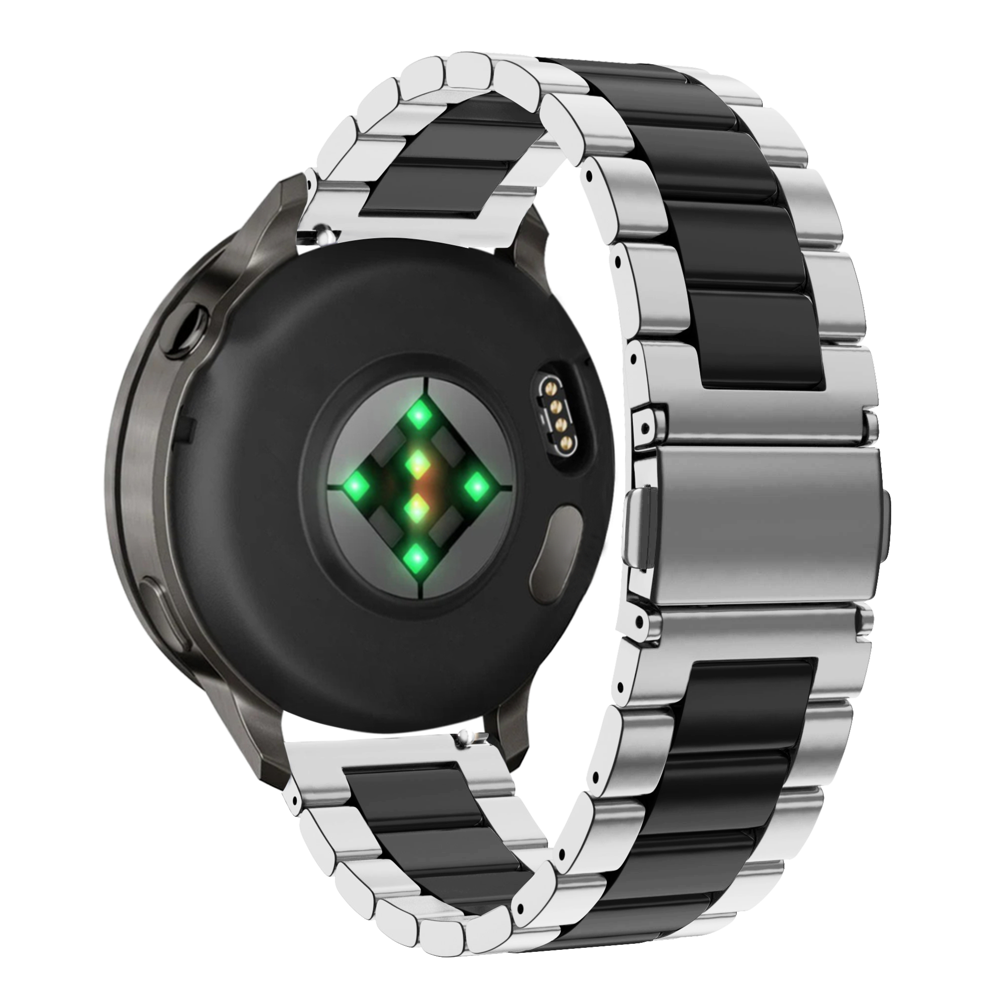 Bandz Garmin Forerunner 55 stalen band 'Classic' (zilver/zwart)