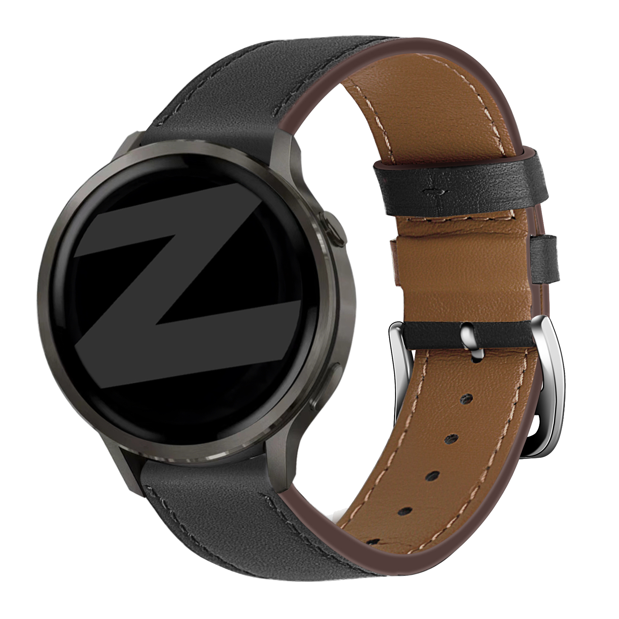 Bandz Garmin Venu 2 Leather Strap 'Deluxe' (Black)
