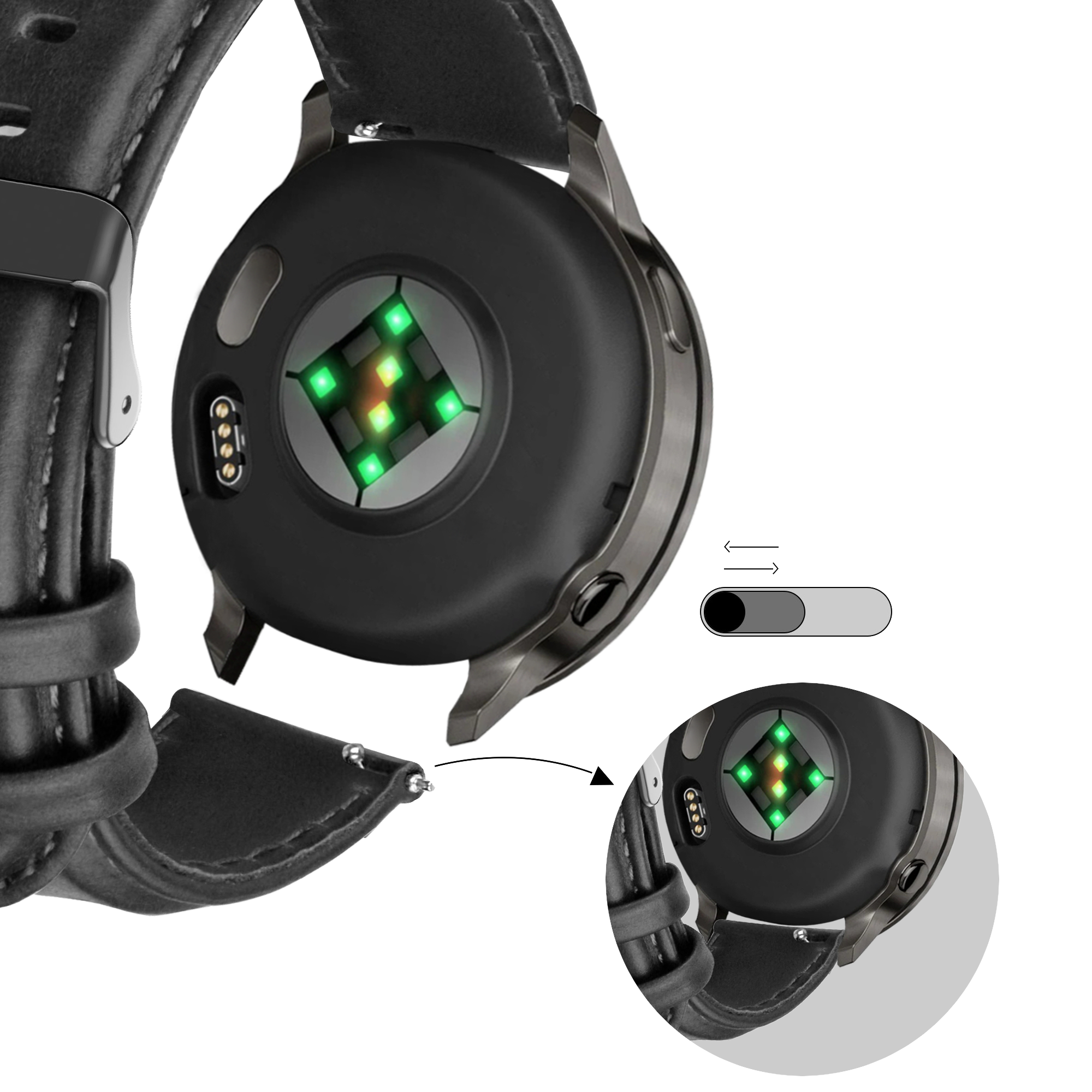 Bandz Garmin D2 Air X15 lederen band 'Classic' (zwart)