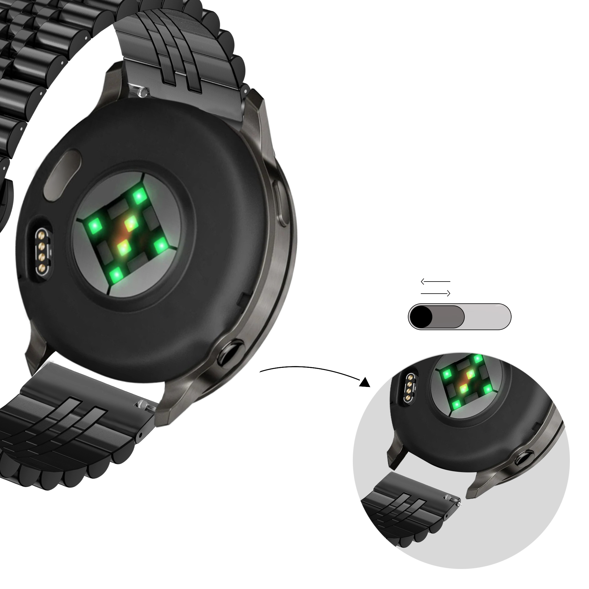 Bandz Garmin Venu SQ stalen band 'Jubilee' (zwart)