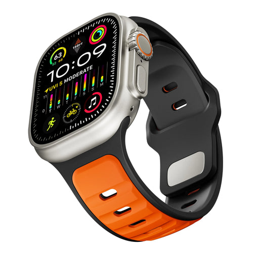 Apple Watch premium outdoor siliconen bandje (oranje/zwart)