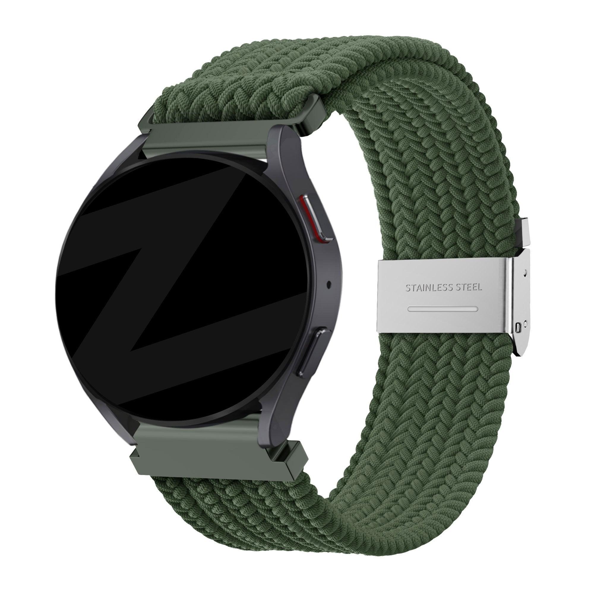 Bandz Garmin Vivomove Sport gevlochten nylon band (olijfgroen)