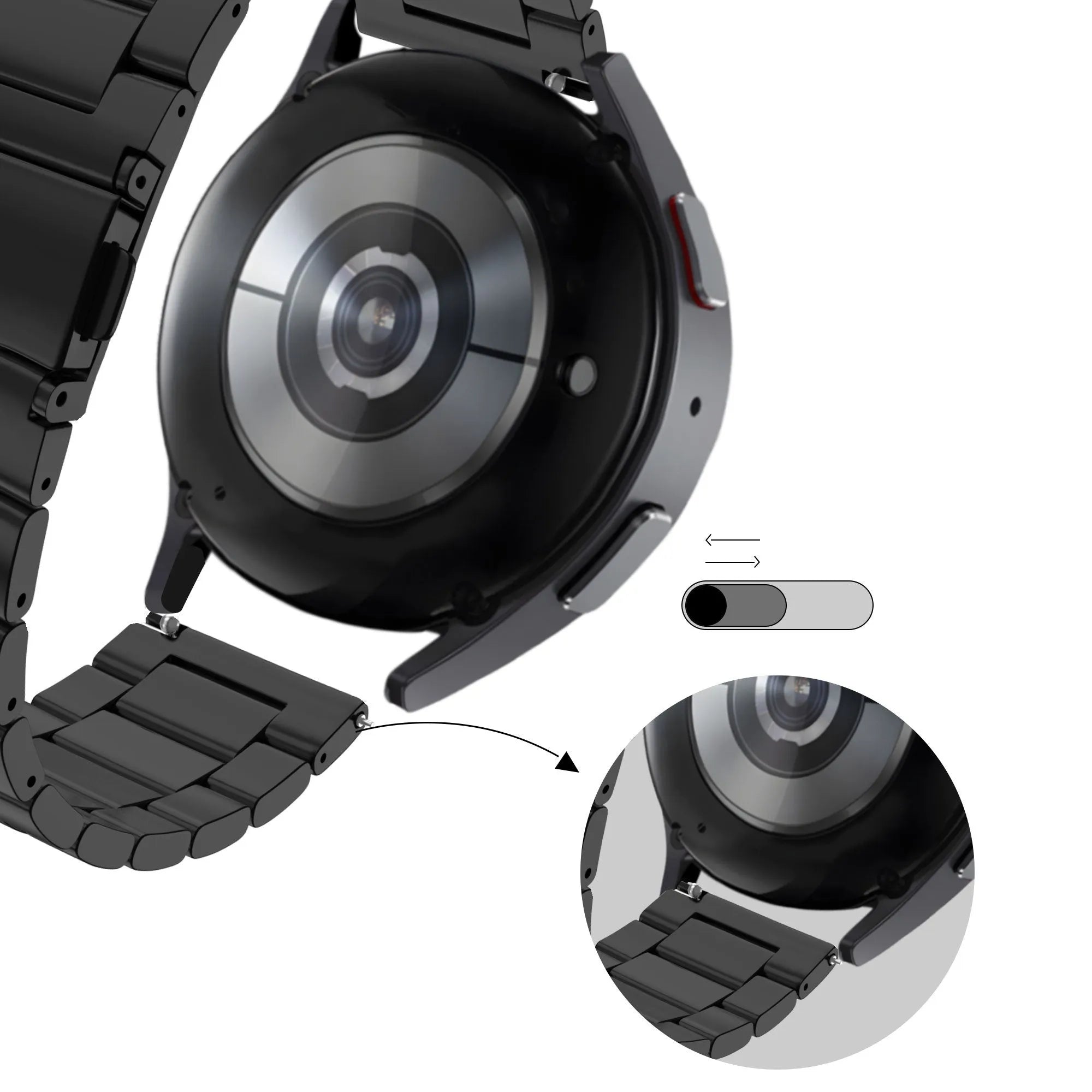 Bandz Amazfit Active 2 stalen band 'Classic' (zwart)