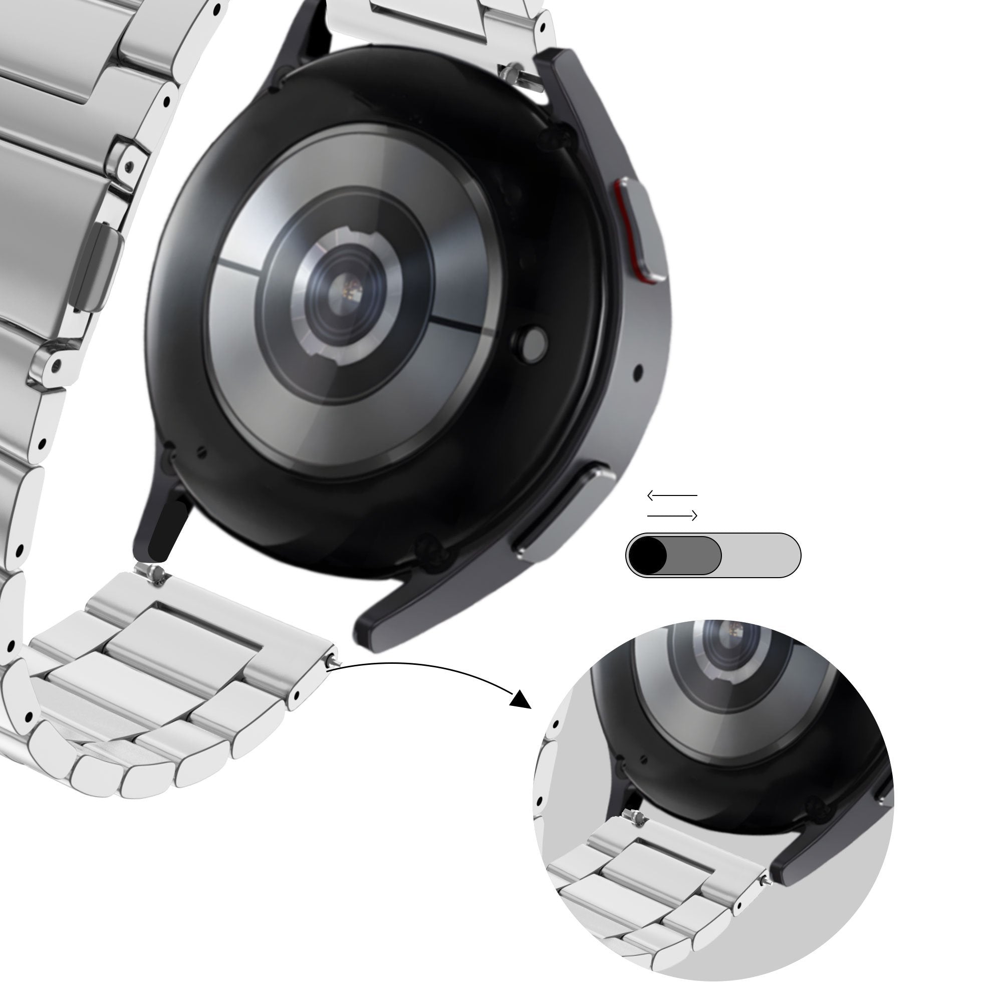 Bandz Garmin Vivoactive 6 stalen band 'Classic' (zilver)