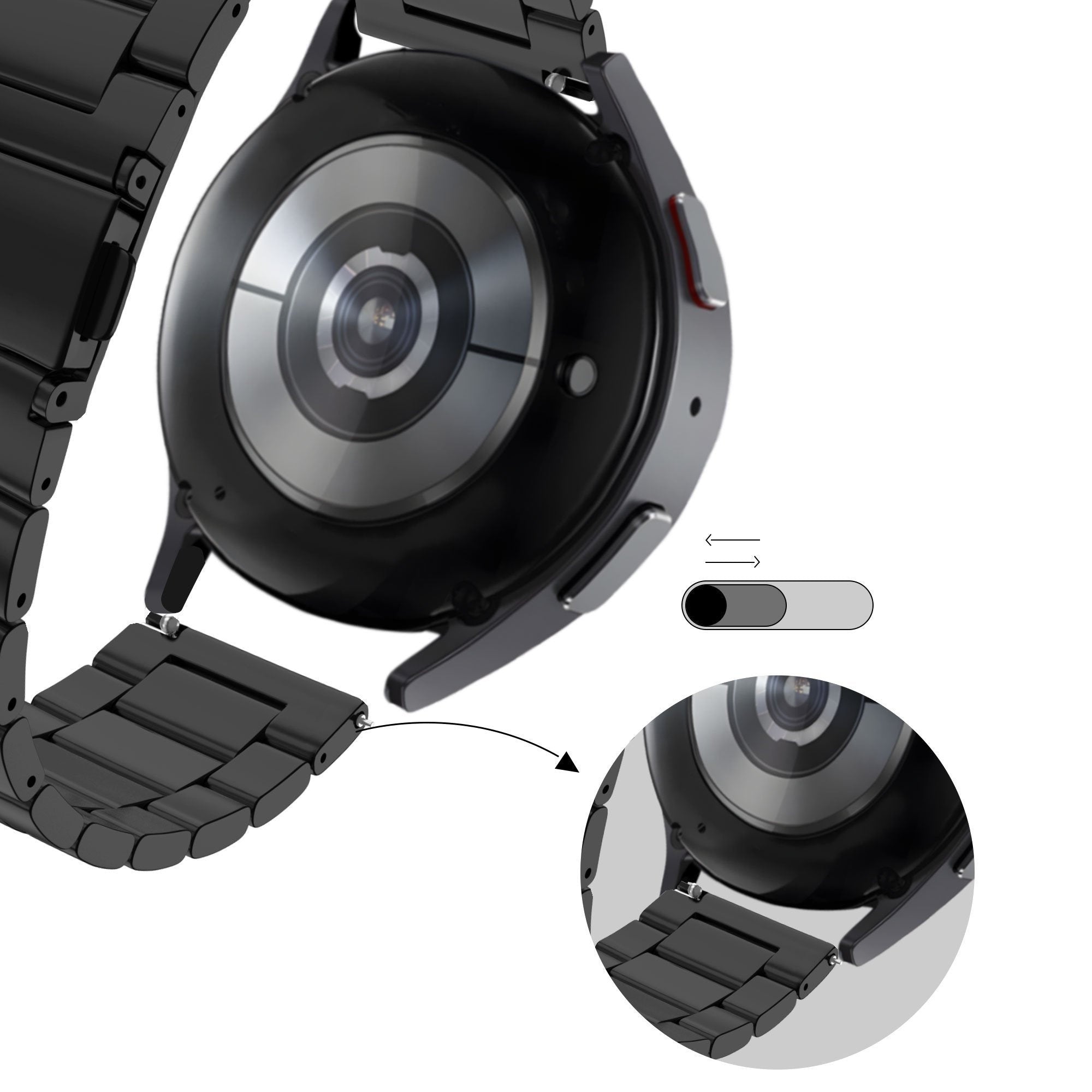 Bandz Coros Apex 42mm stalen band 'Classic' (zwart)