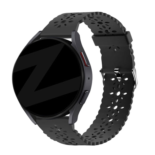 Bandz Coros Pace 2 siliconen band met bloemenpatroon (zwart)