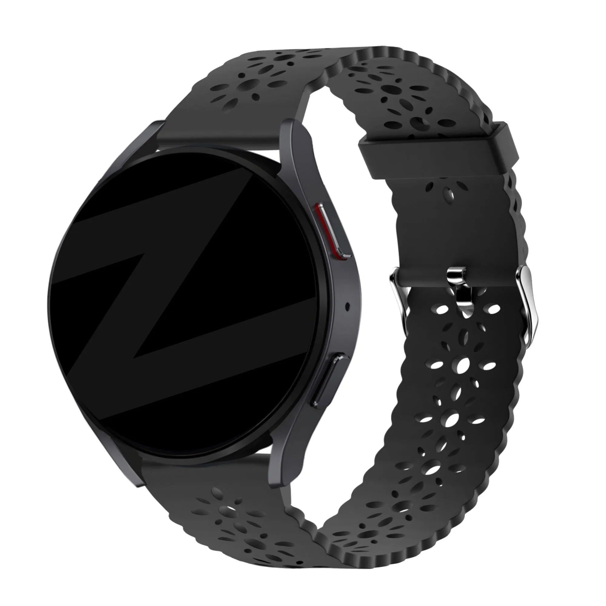 Bandz Coros Pace 2 siliconen band met bloemenpatroon (zwart)
