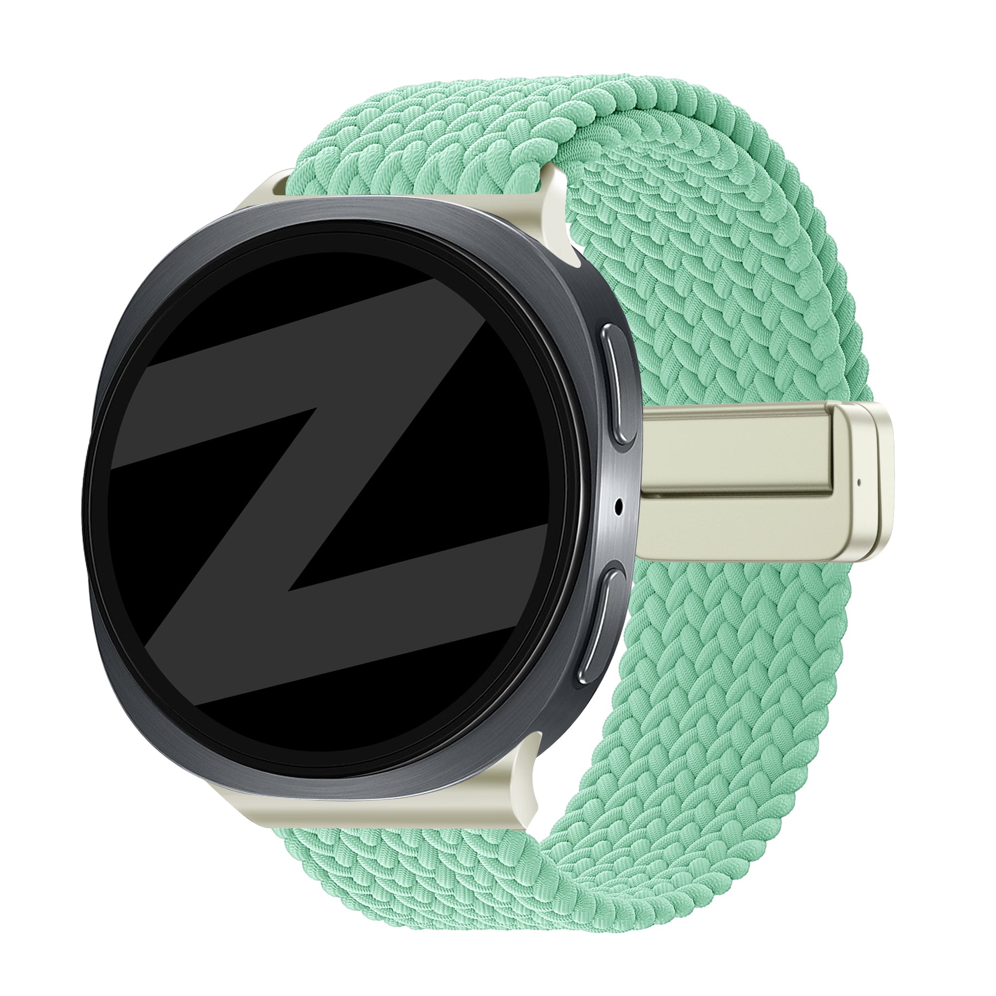 Bandz Samsung Galaxy Watch 8 Classic magnetisch geweven bandje (mint groen)