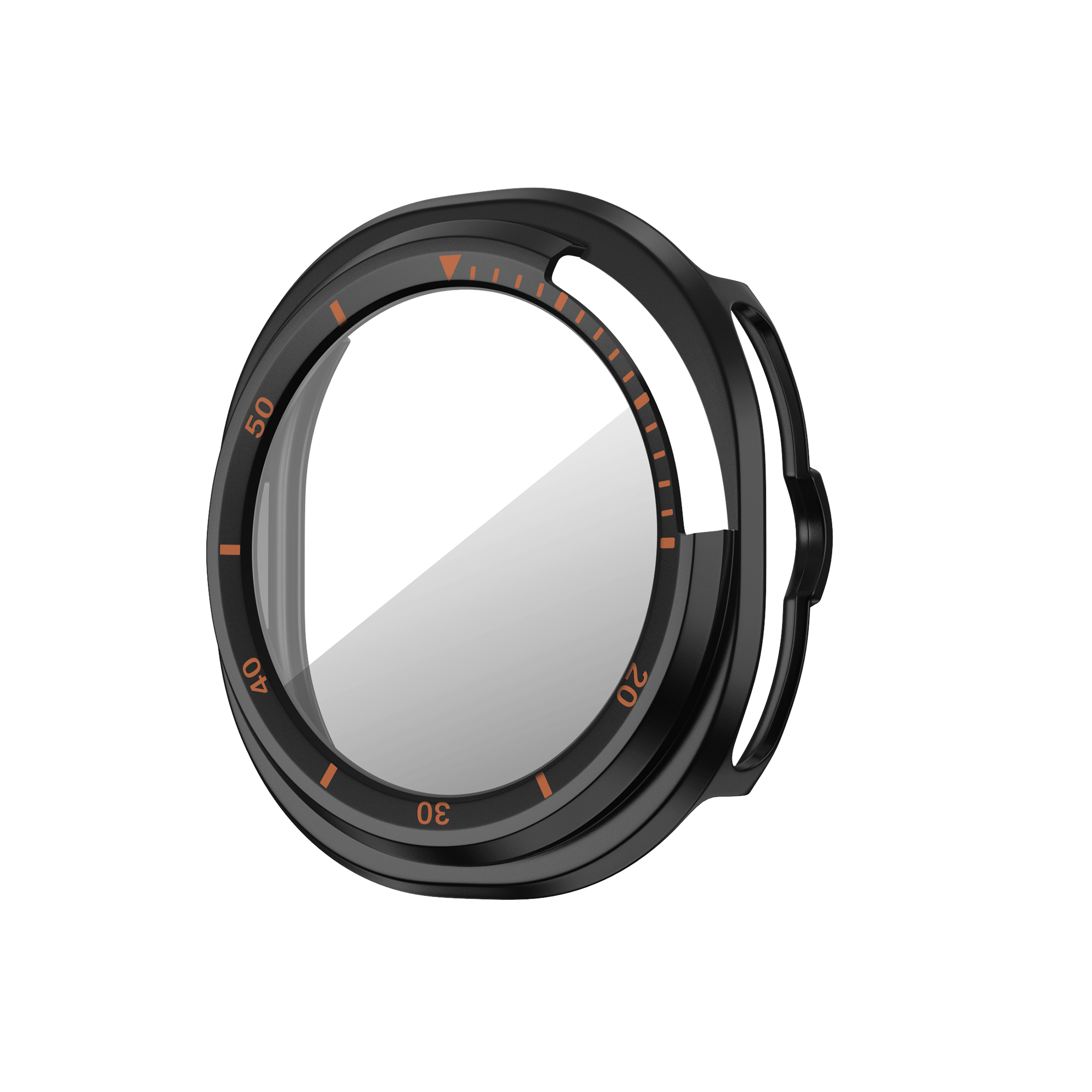 Bandz Samsung Galaxy Watch 8 Classic bezel hoesje met glas (zwart/oranje)