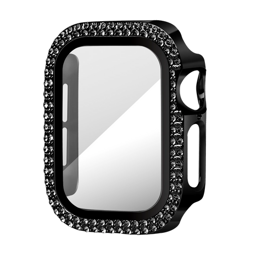 Bandz Apple Watch 10/11 - 42mm diamond hoesje met glas (zwart)