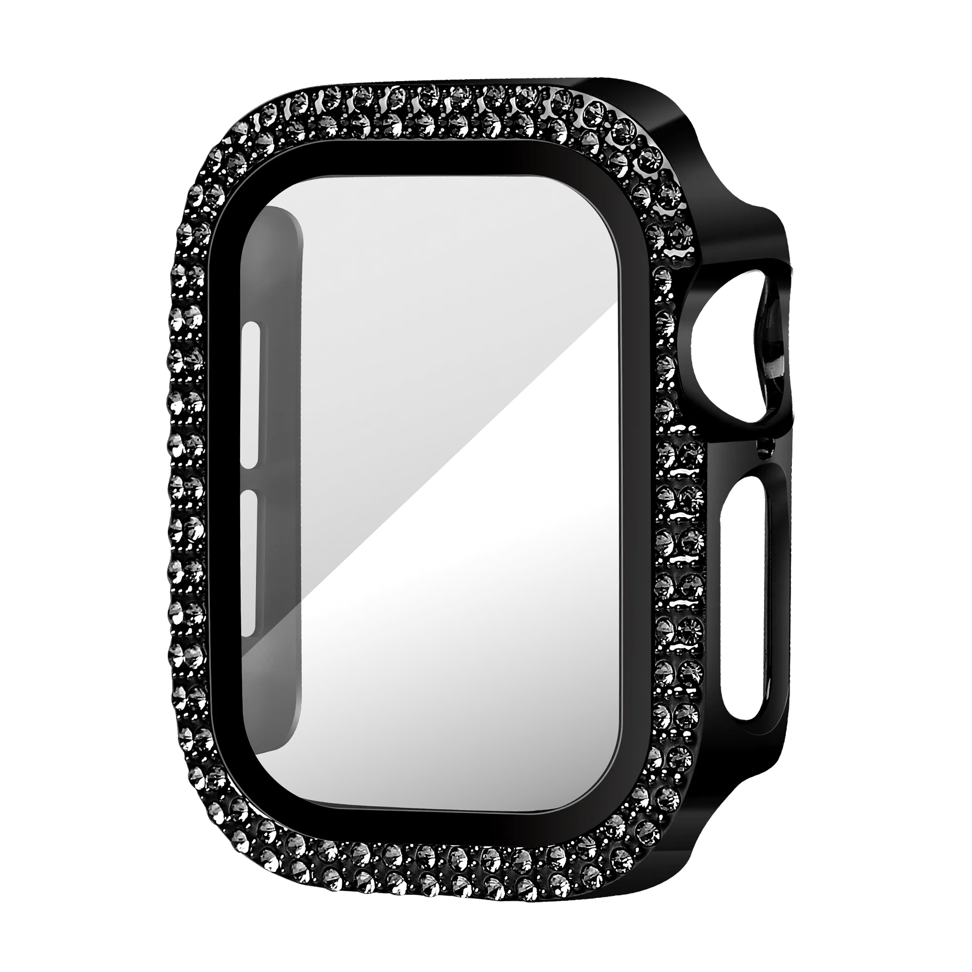 Bandz Apple Watch 10/11 - 42mm diamond hoesje met glas (zwart)