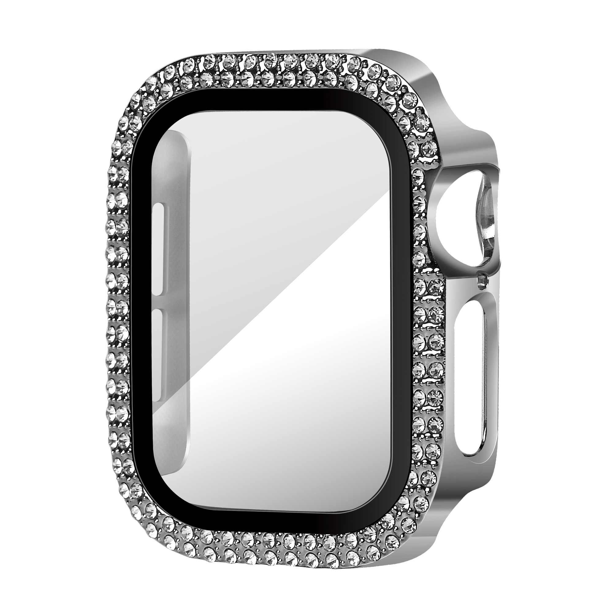 Bandz Apple Watch 10 - 42mm diamond hoesje met glas (zilver)